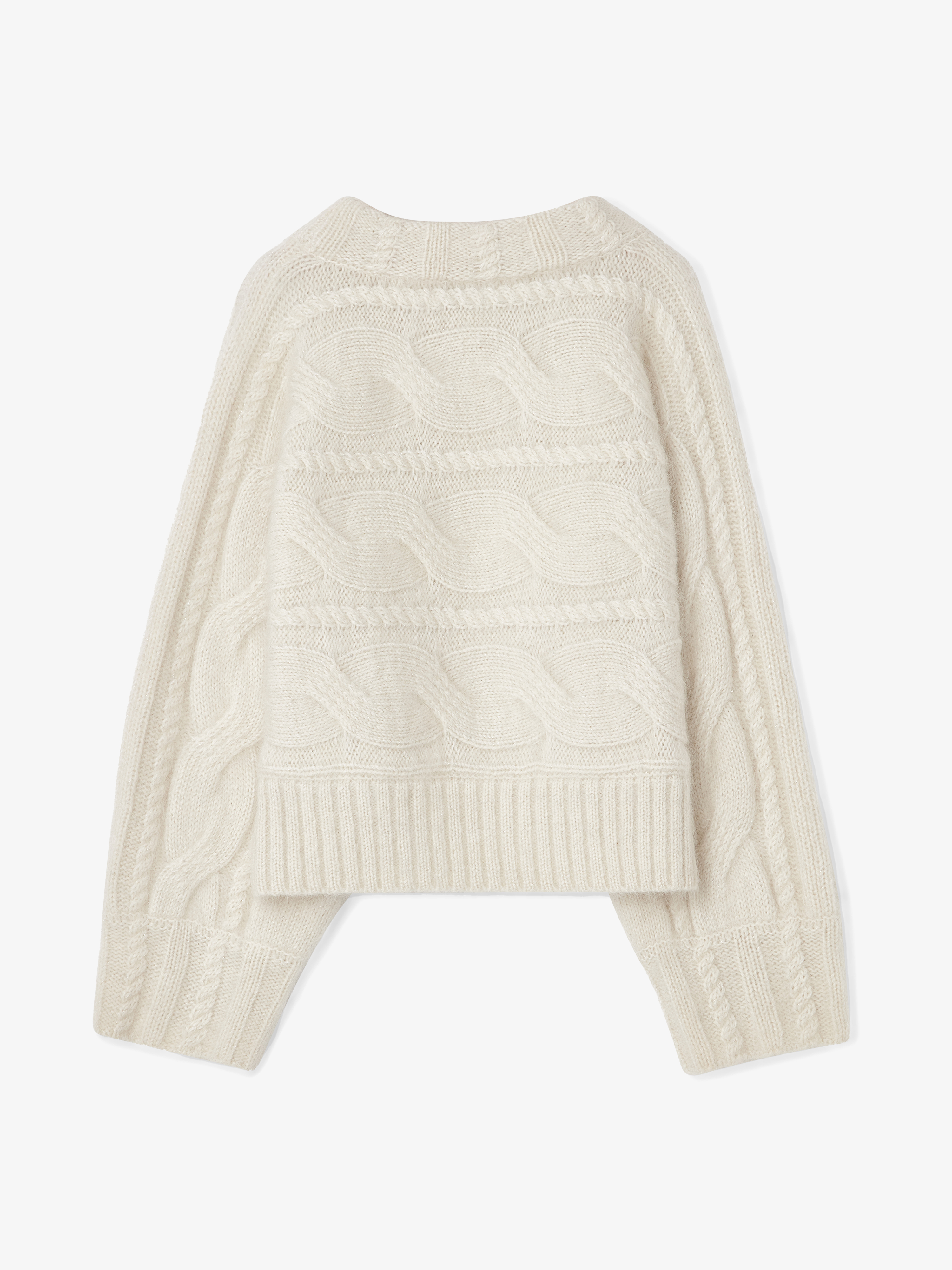 House Of Dagmar Curved Cable Knit In Off White