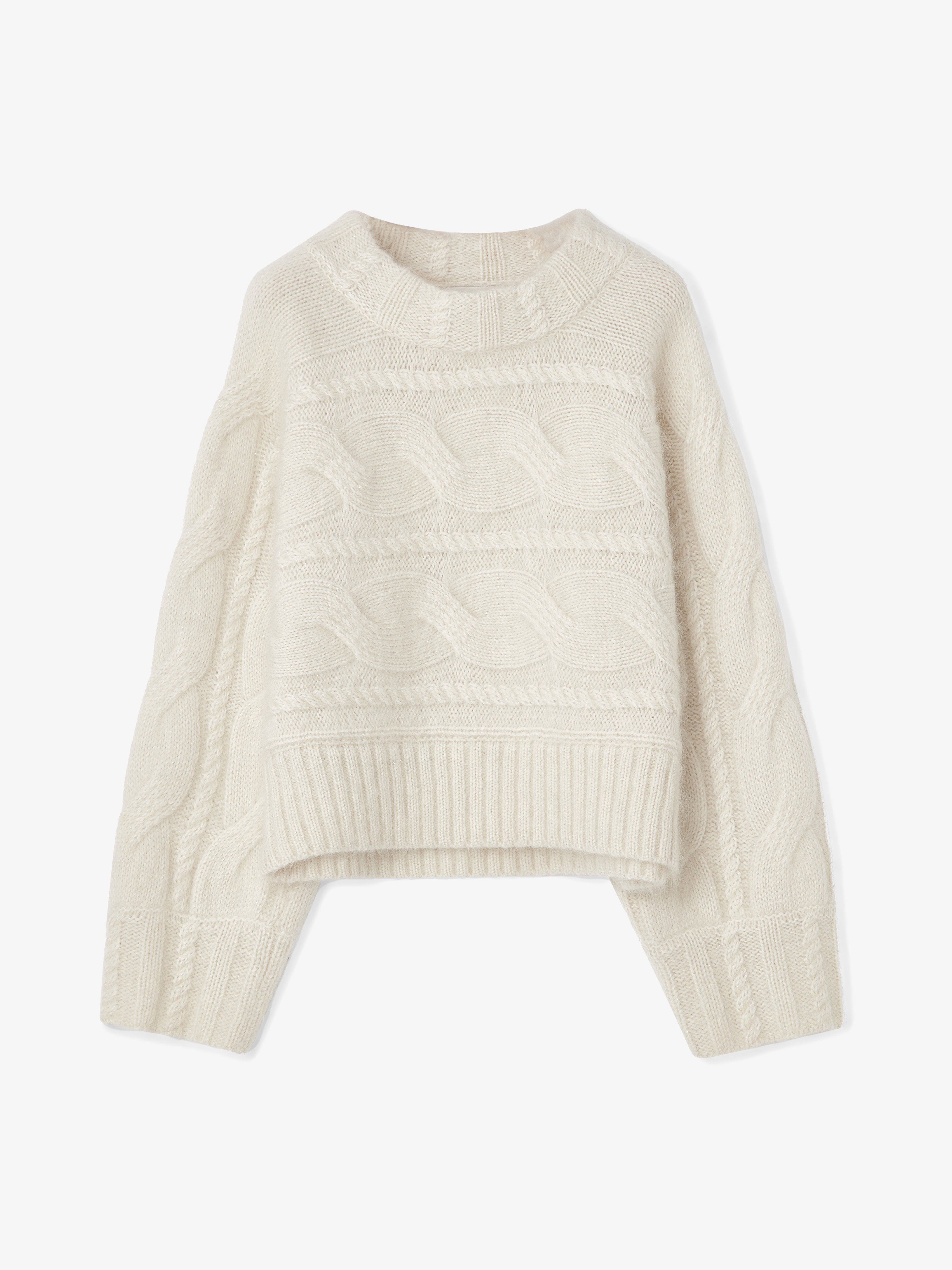 House Of Dagmar Curved Cable Knit In Off White