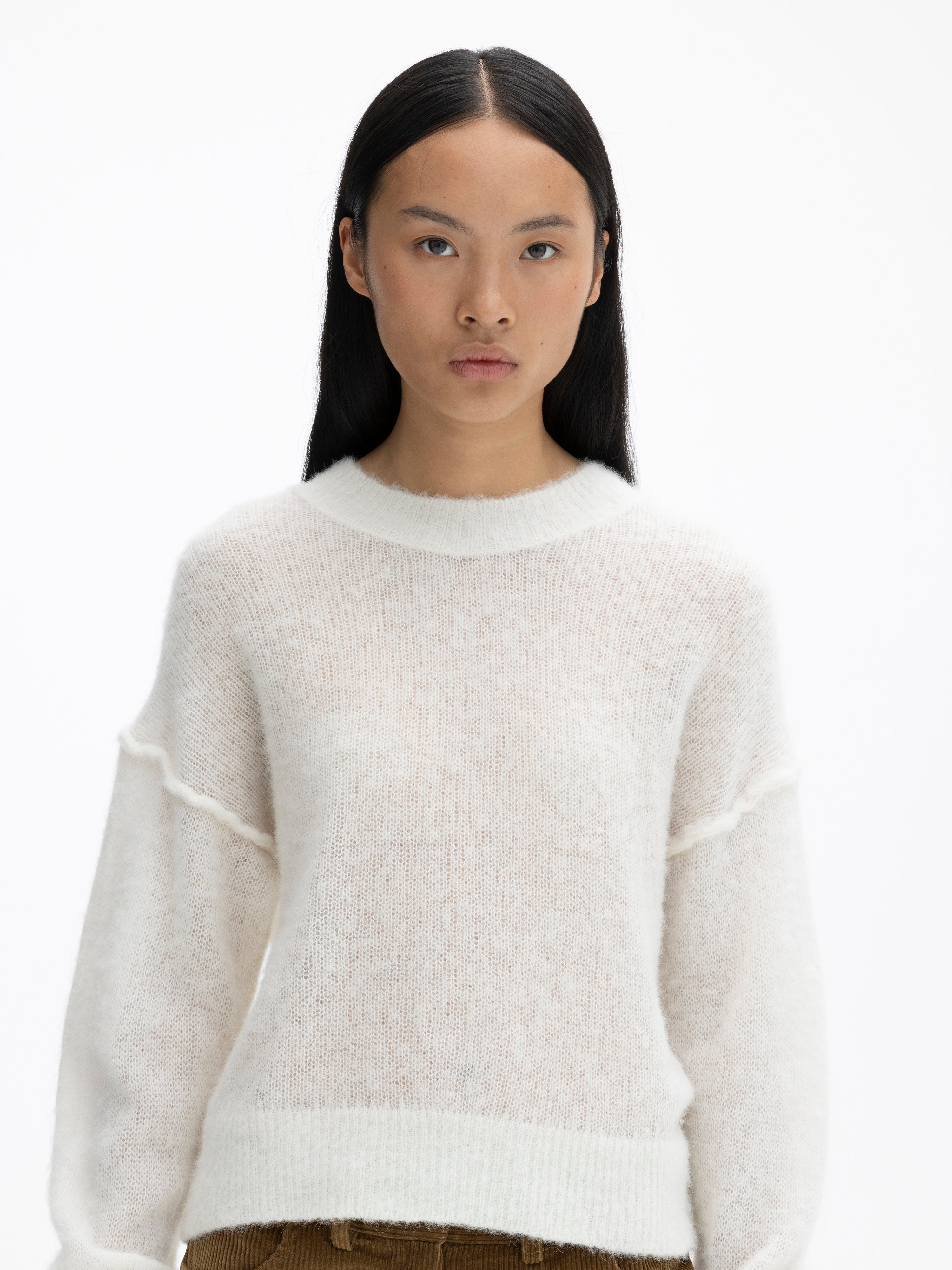 House Of Dagmar Brushed Alpaca Knit In Off White