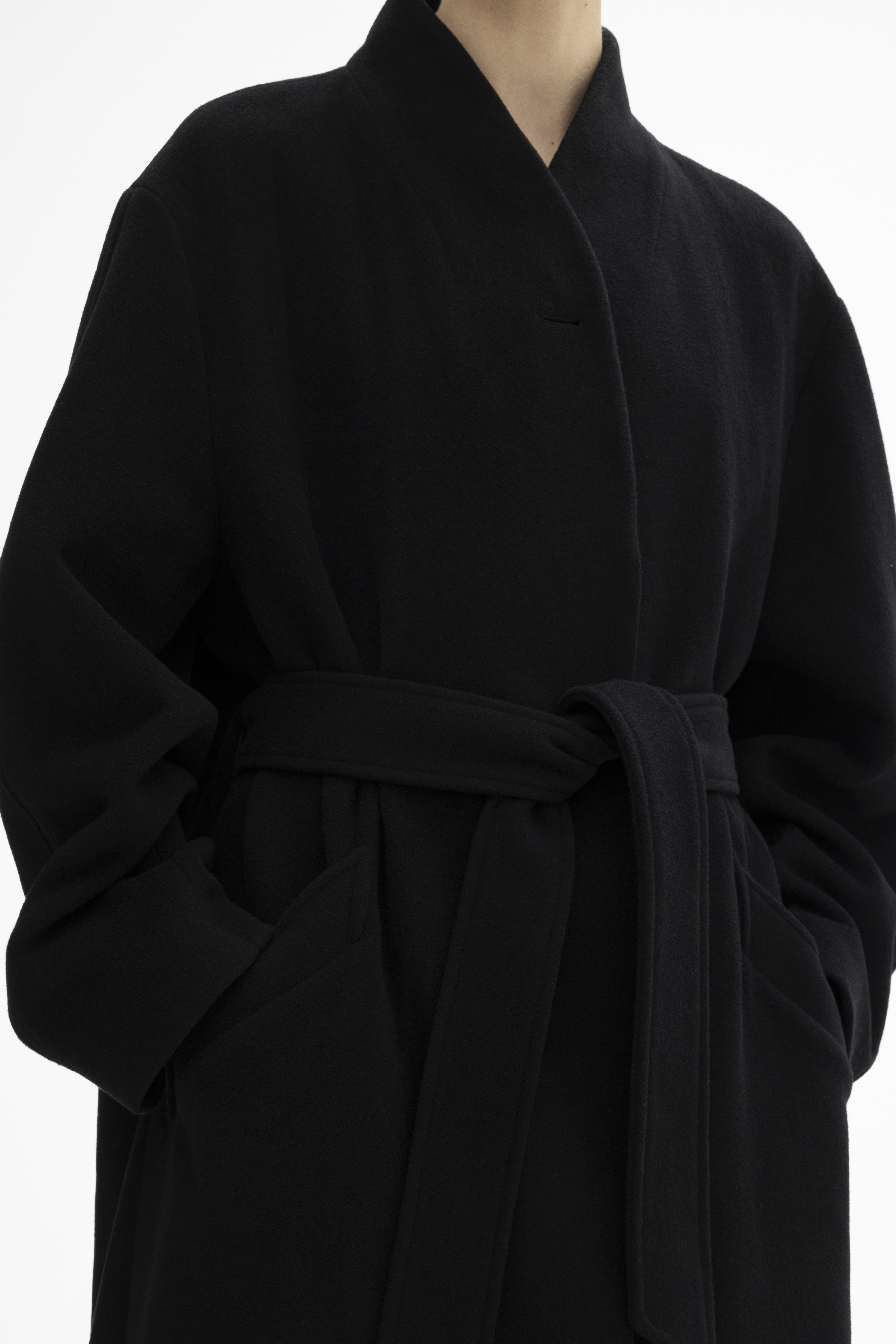 House Of Dagmar Oversize Belted Coat In Black