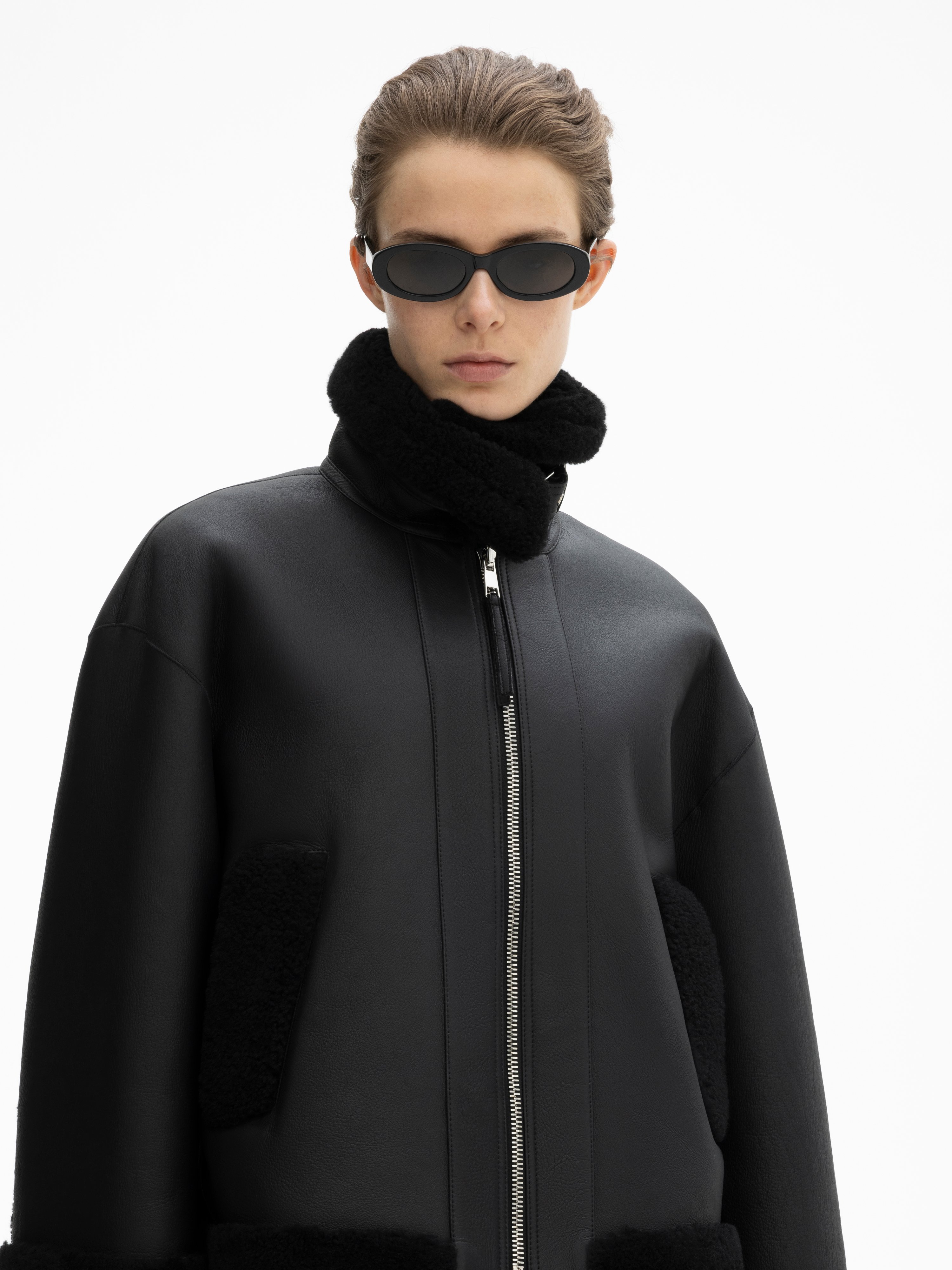 House Of Dagmar Short Shearling In Black