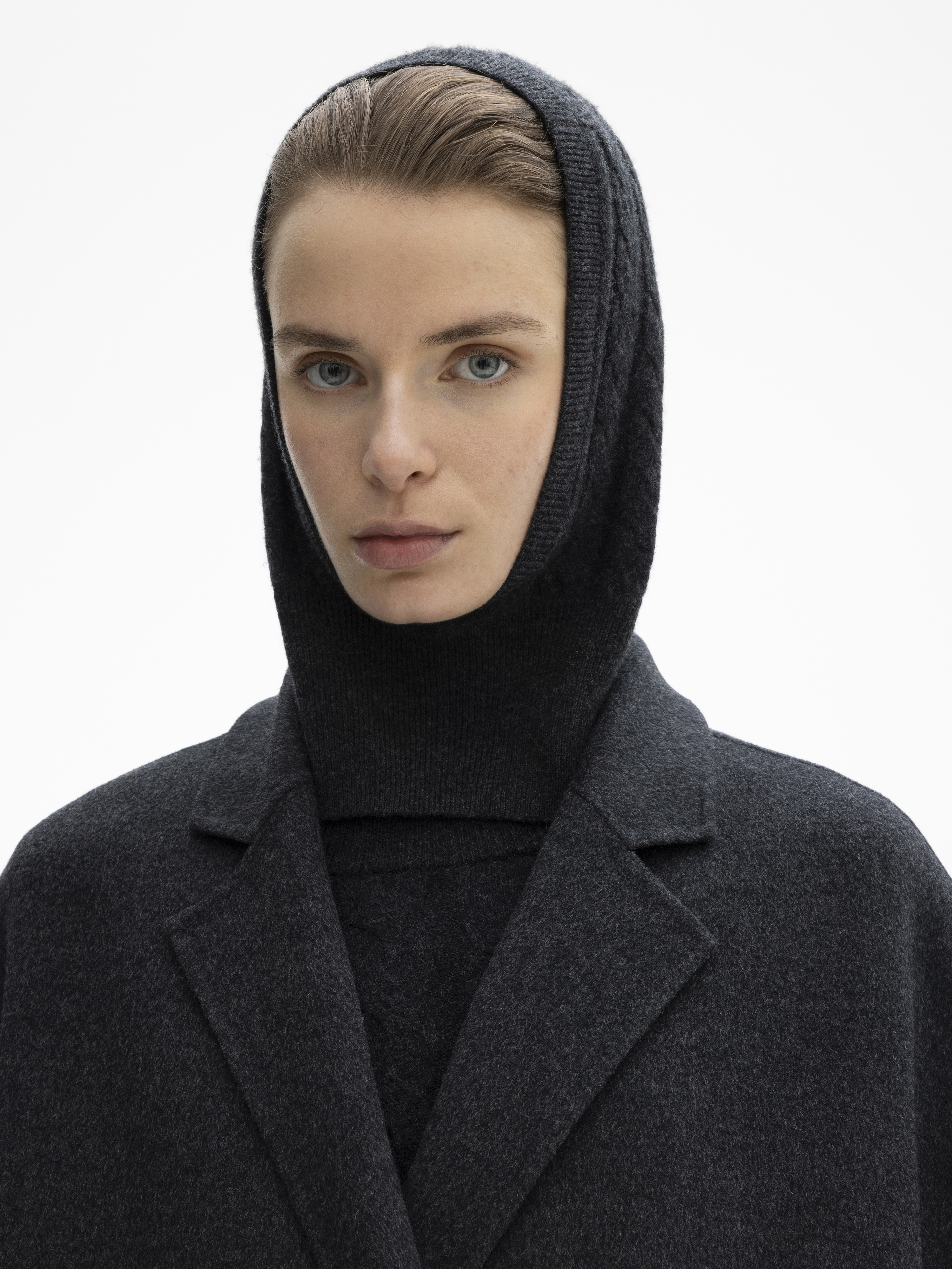 House Of Dagmar Ribbed Balaklava In Graphite Grey