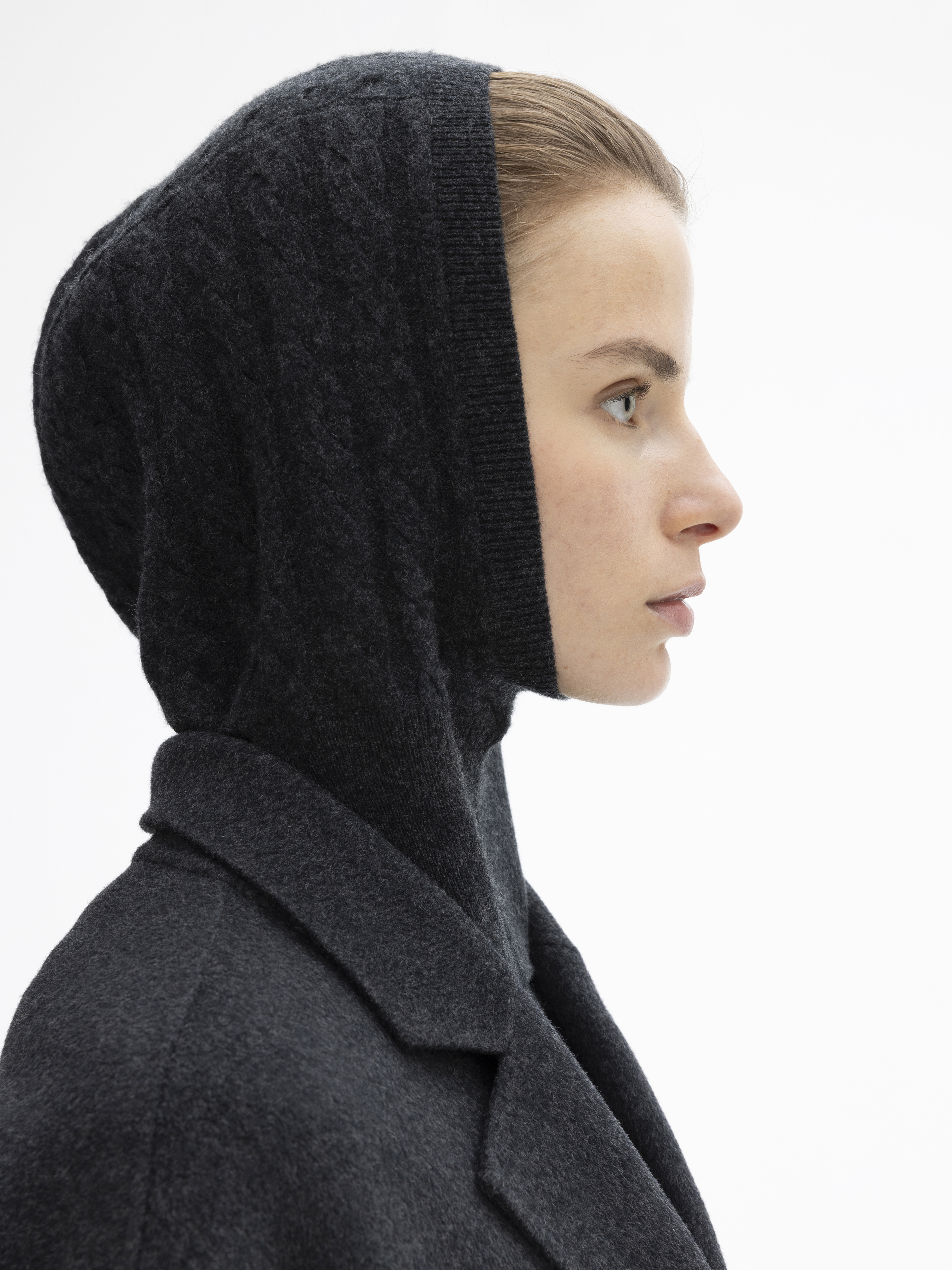 House Of Dagmar Ribbed Balaklava In Graphite Grey