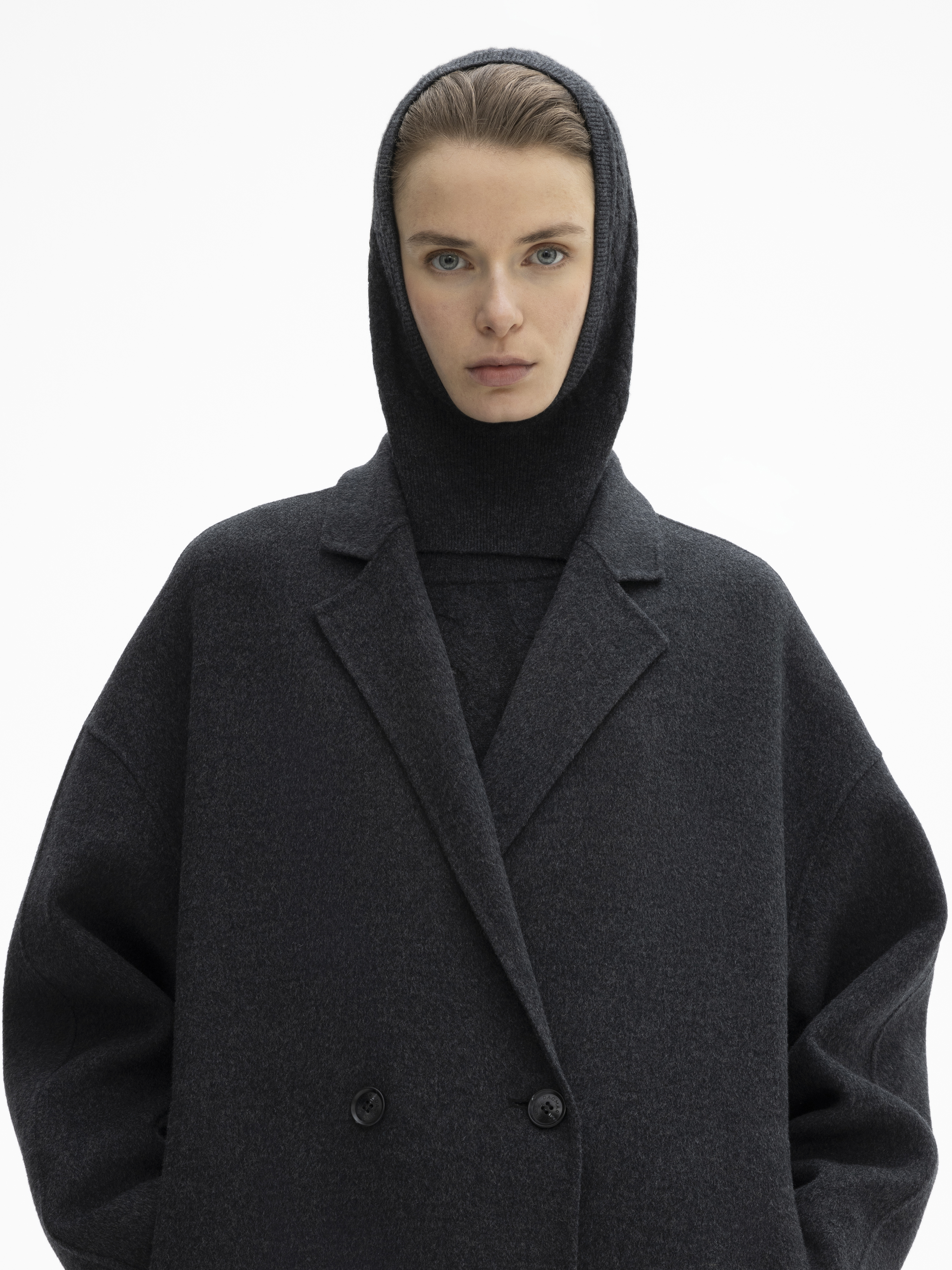 House Of Dagmar Ribbed Balaklava In Graphite Grey