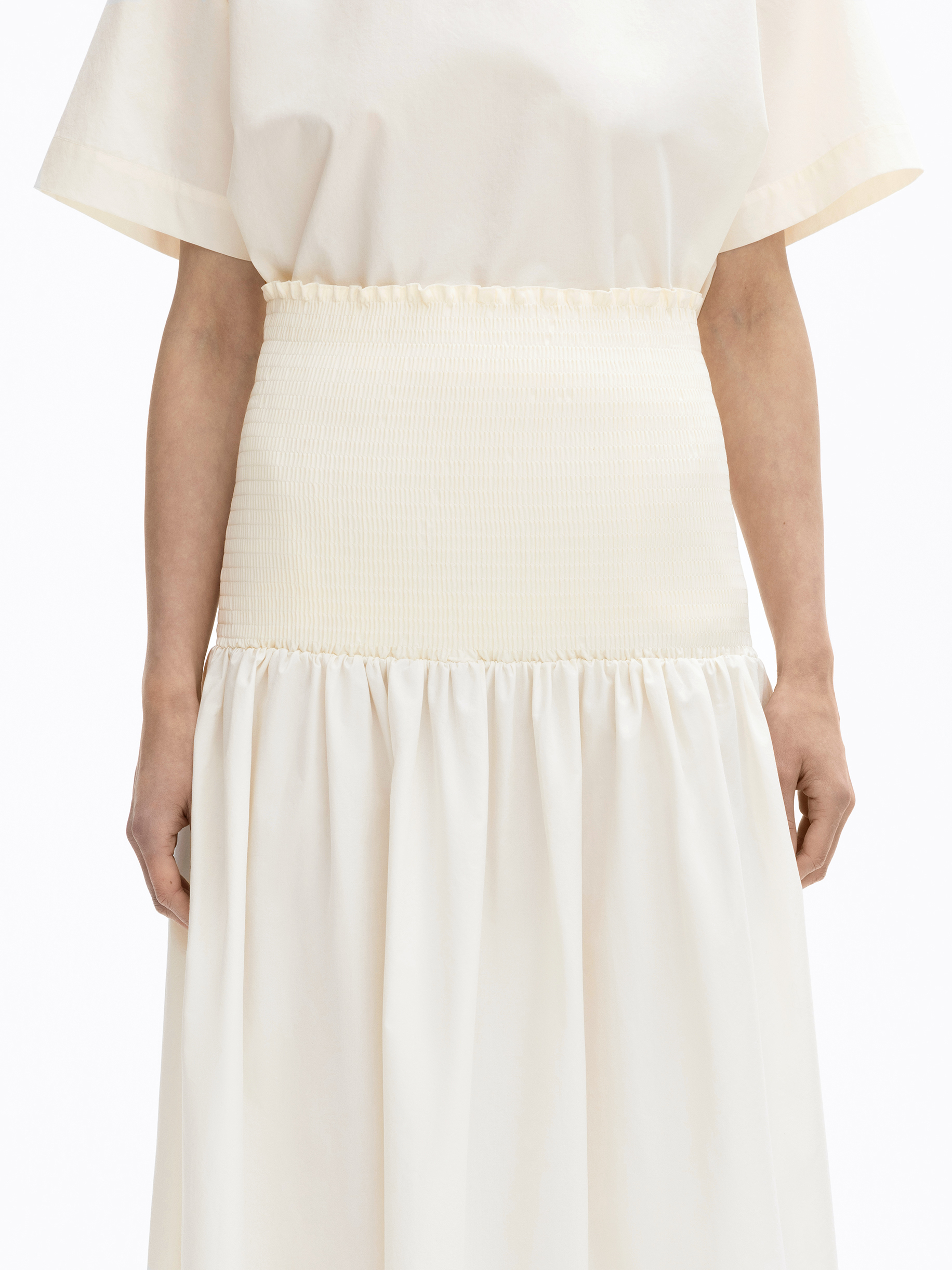 House Of Dagmar Shirred Skirt In White