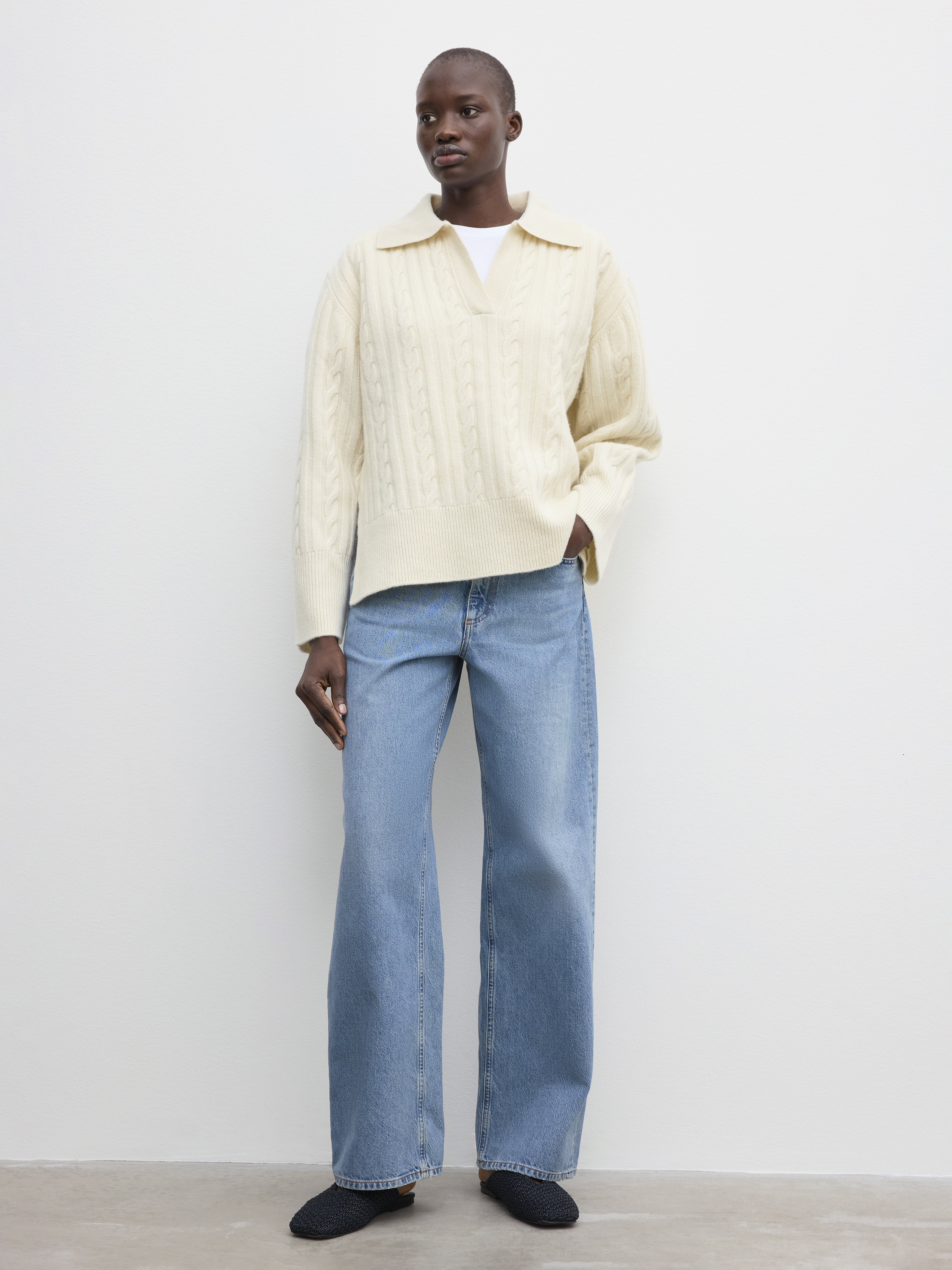 Wool cashmere polo - Off White