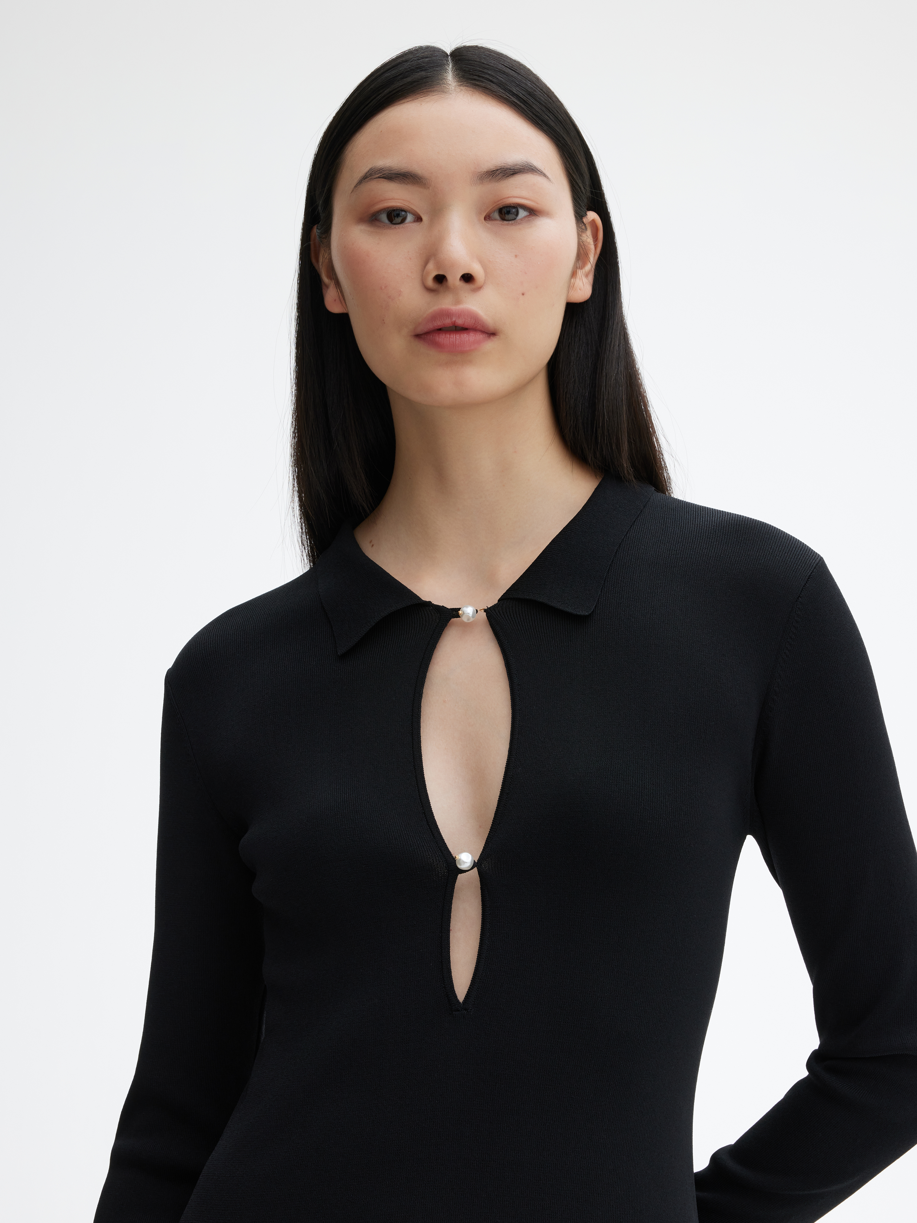 House Of Dagmar Pearl Button Dress In Black