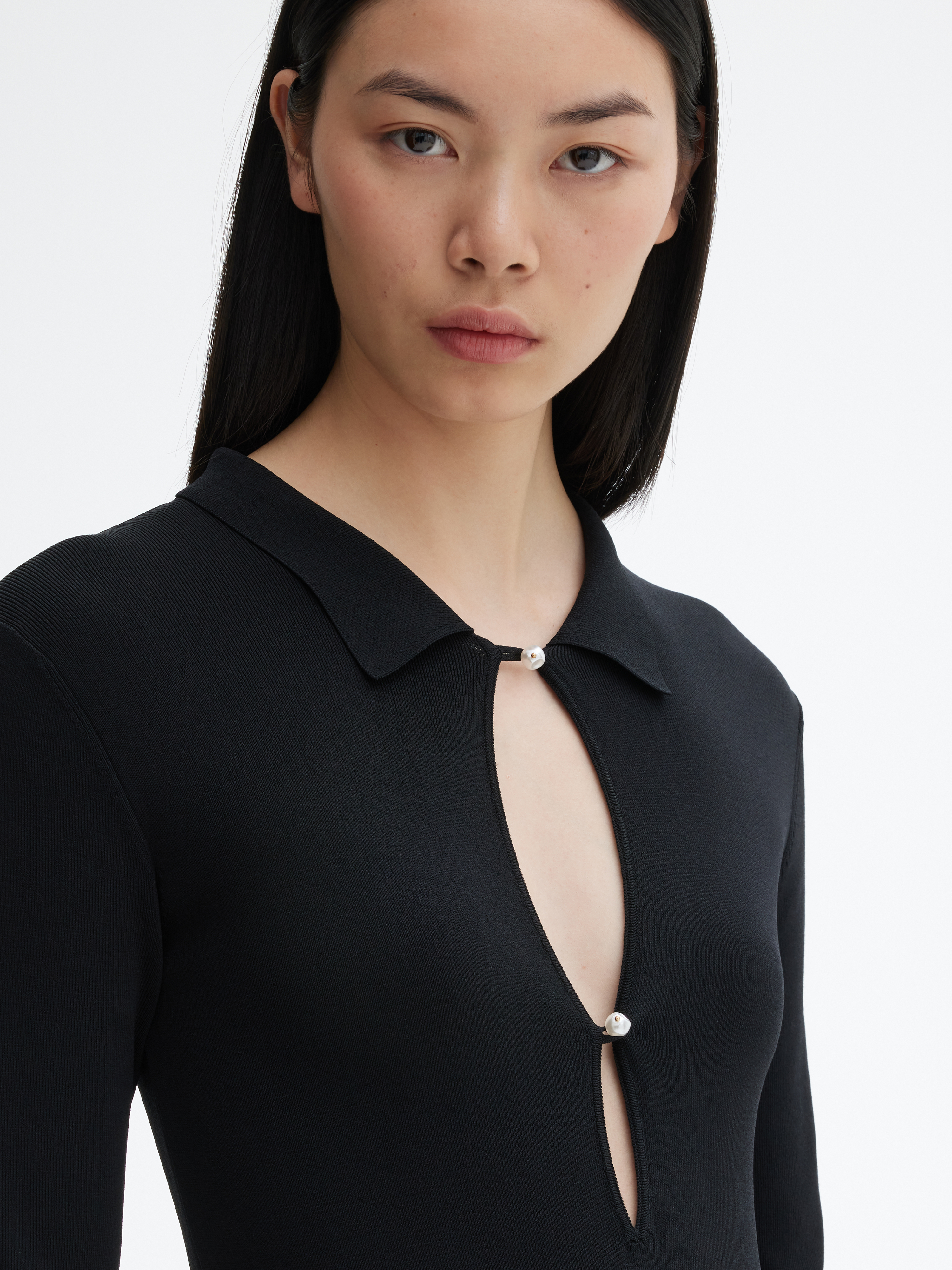 House Of Dagmar Pearl Button Dress In Black
