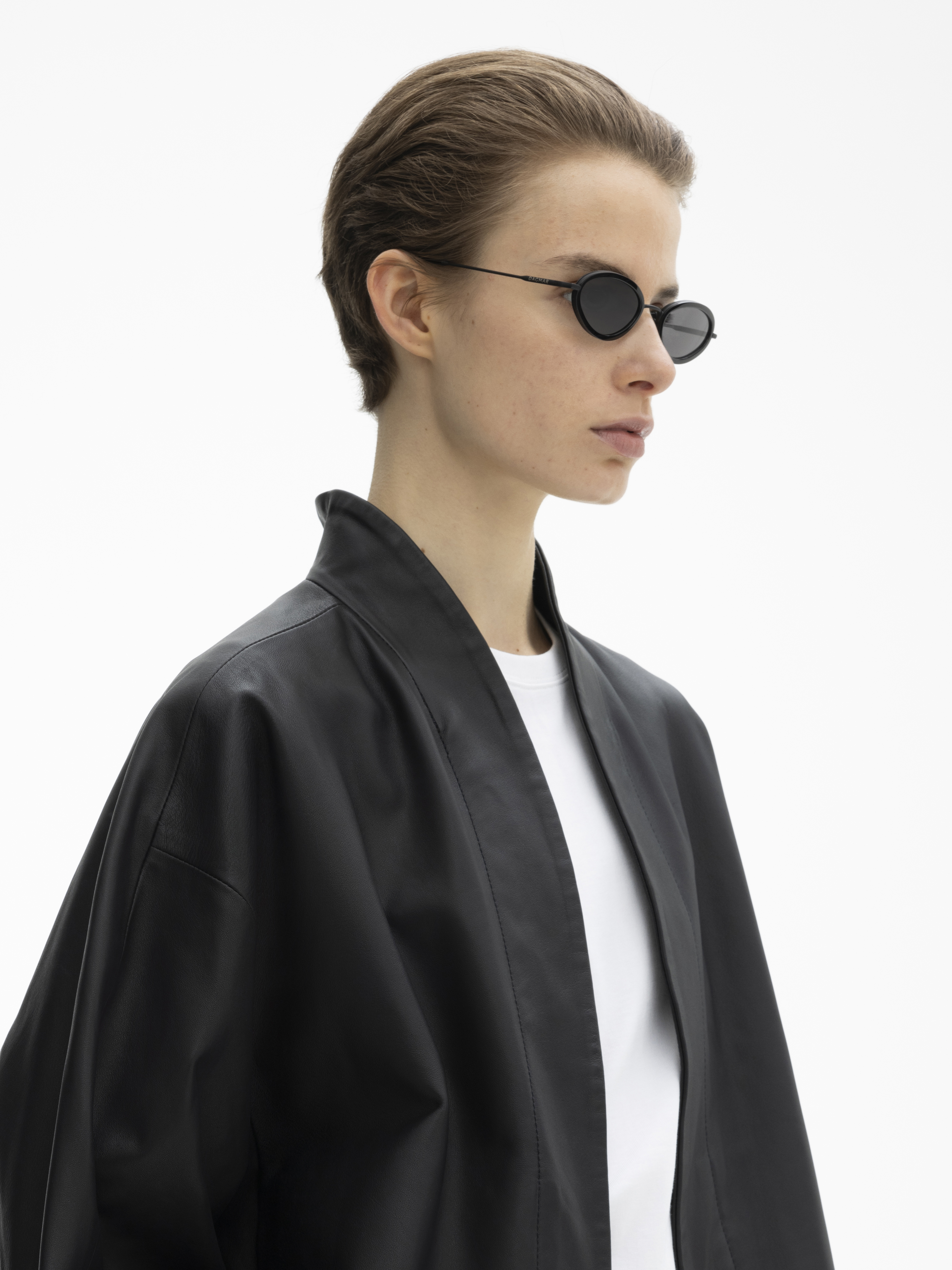 House Of Dagmar Short Leather Jacket In Black