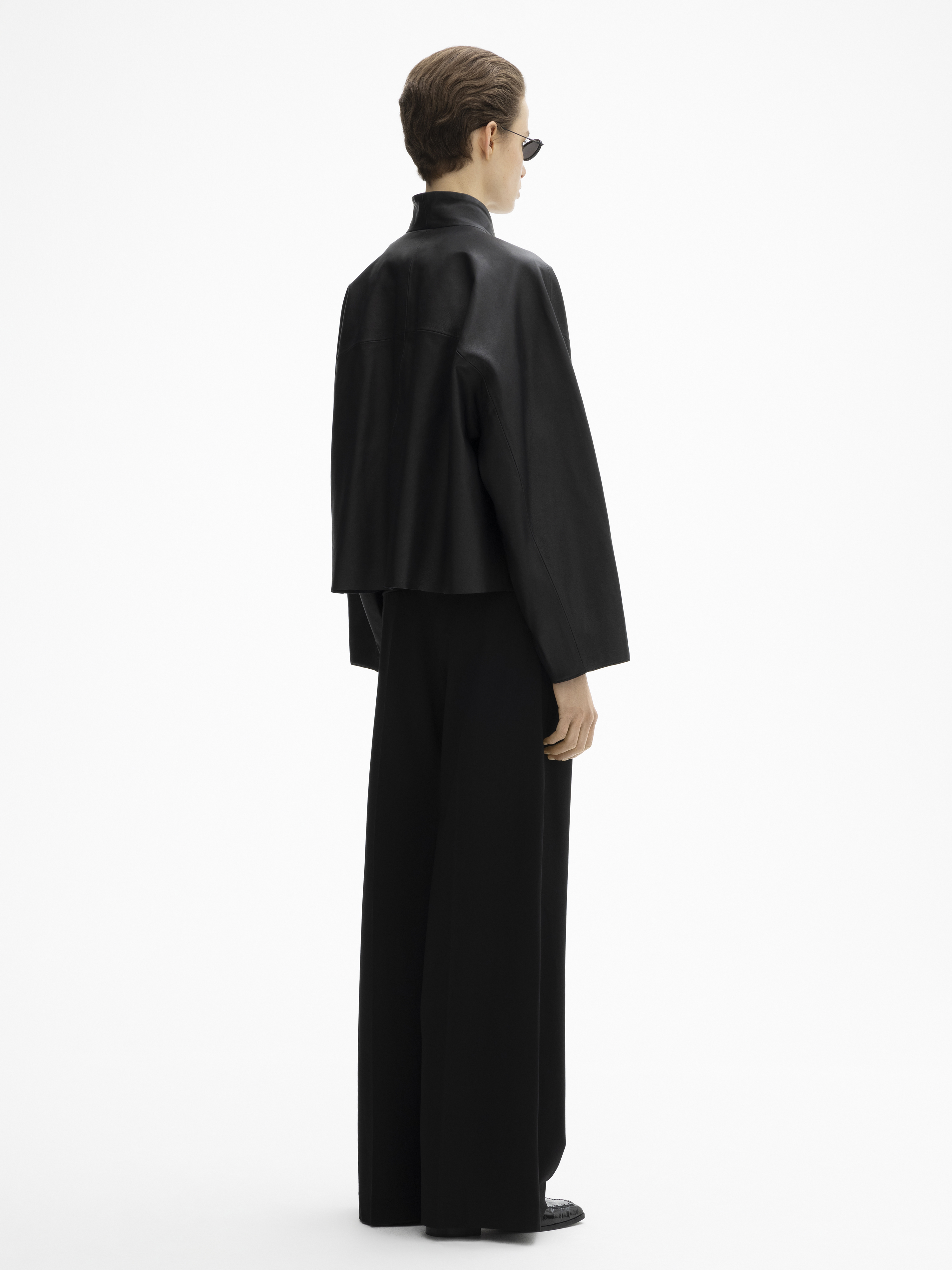 House Of Dagmar Short Leather Jacket In Black