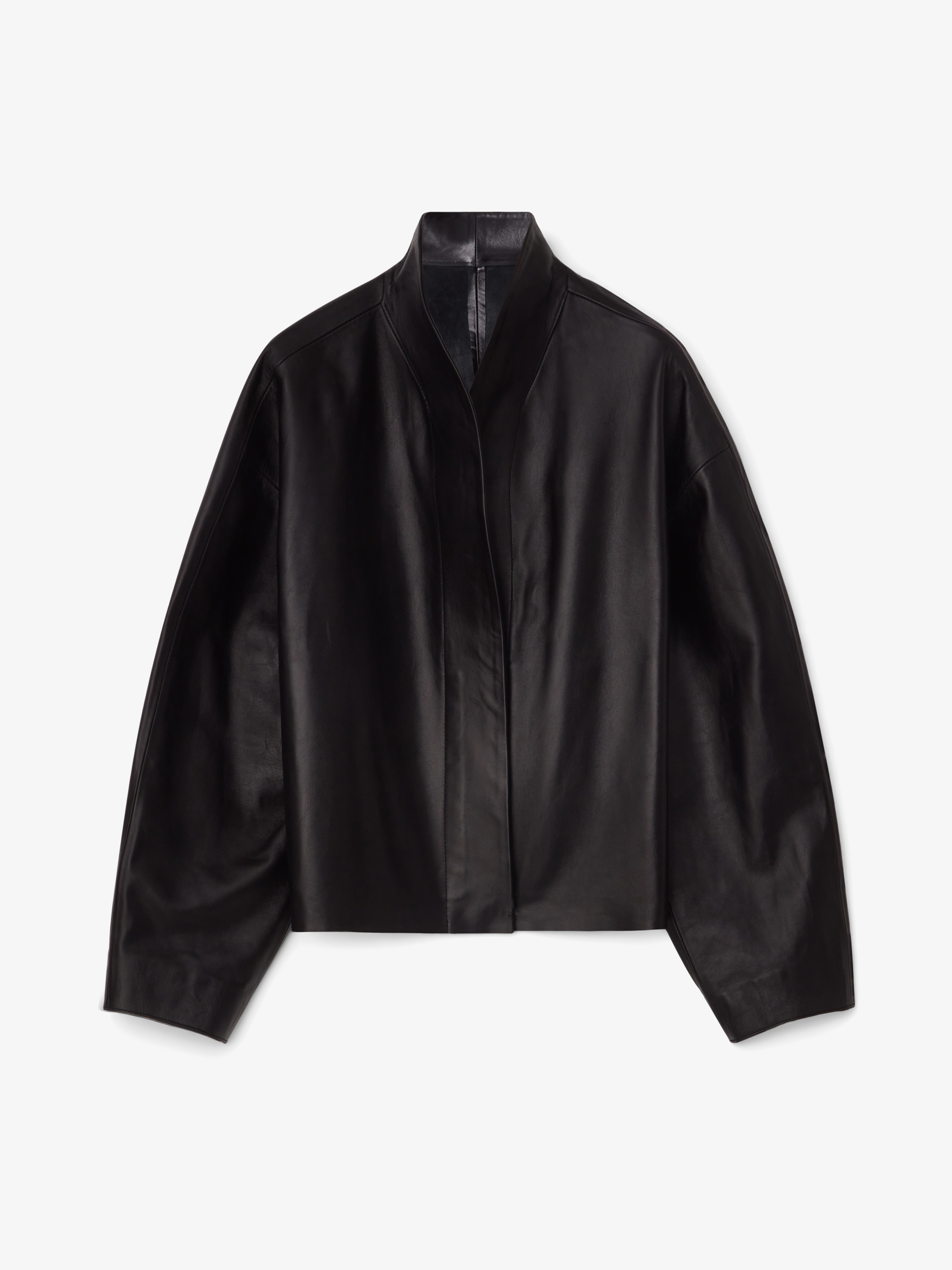 House Of Dagmar Short Leather Jacket In Black
