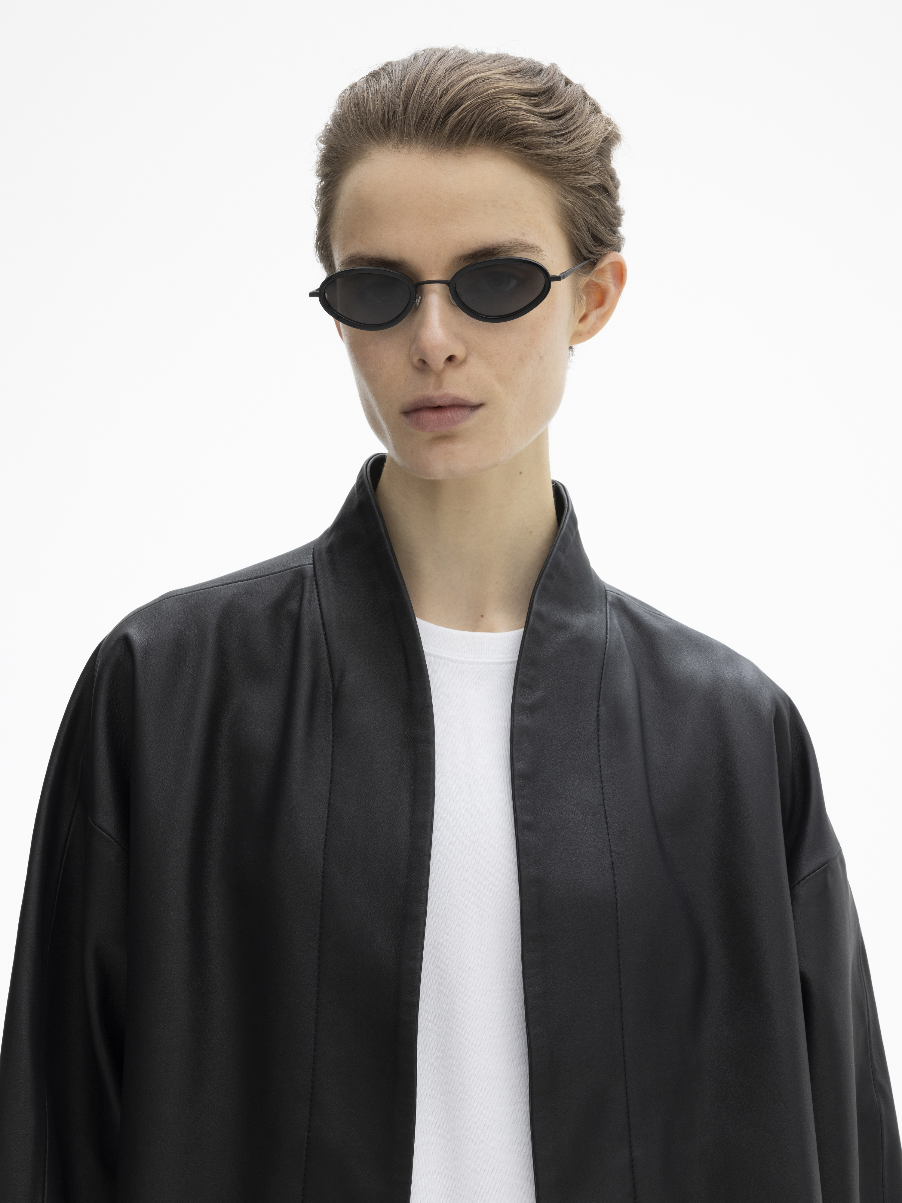 House Of Dagmar Short Leather Jacket In Black
