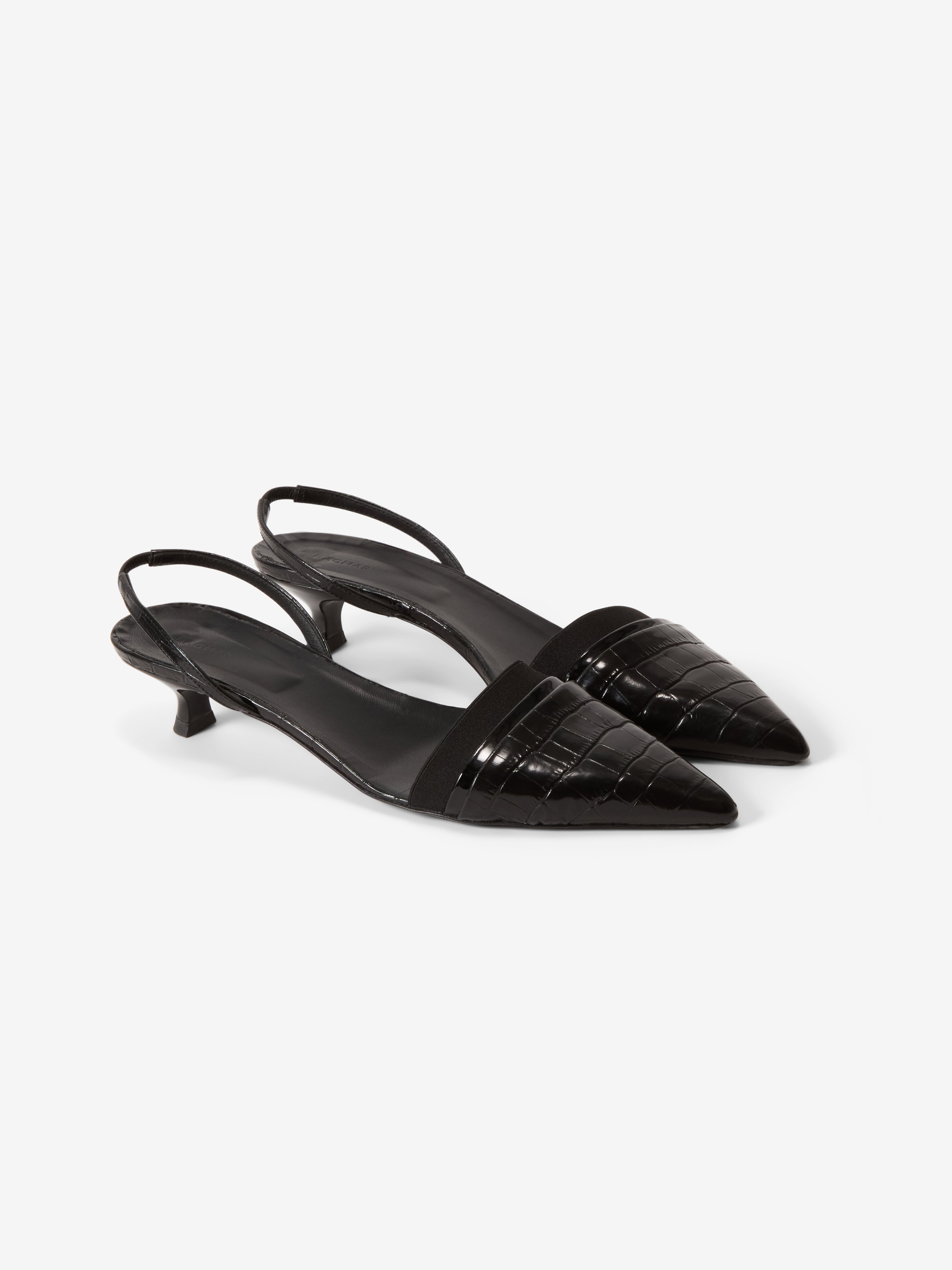 House Of Dagmar Leather Slingback In Black