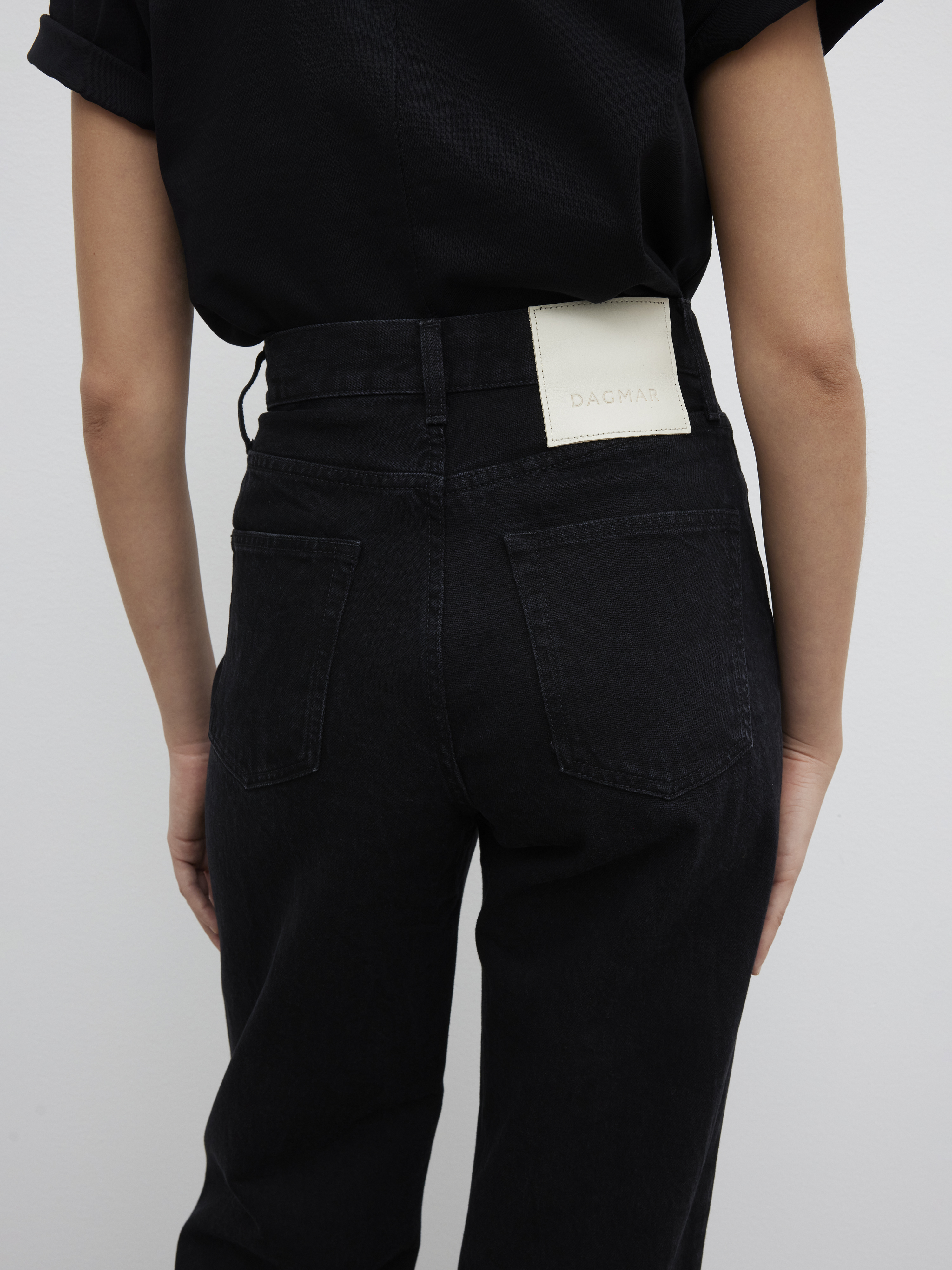 House Of Dagmar Wide Leg Denim In Washed Black