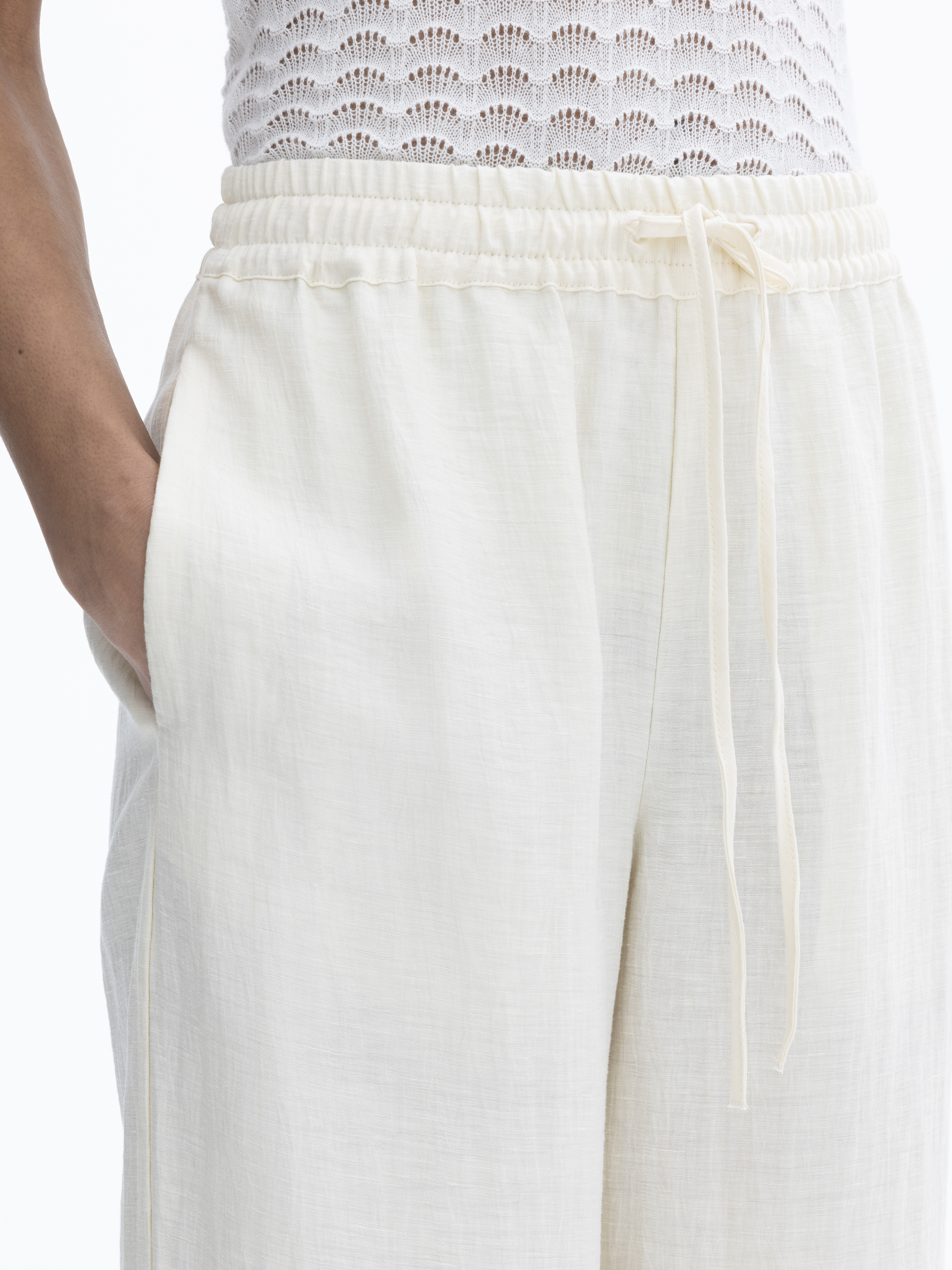 House Of Dagmar Drawstring Trousers In Vanilla White