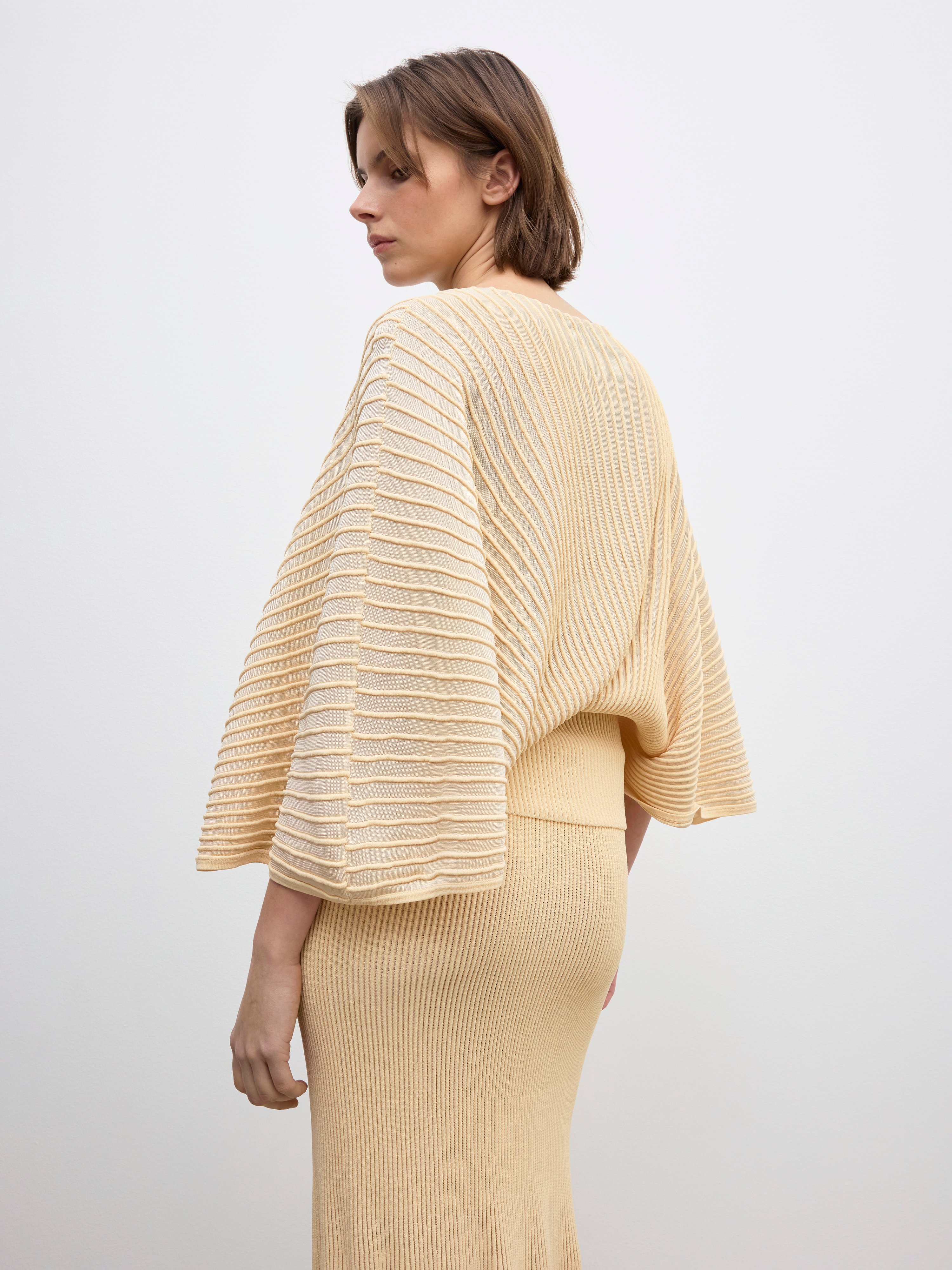 House Of Dagmar Knitted Flared Top In Desert Sand