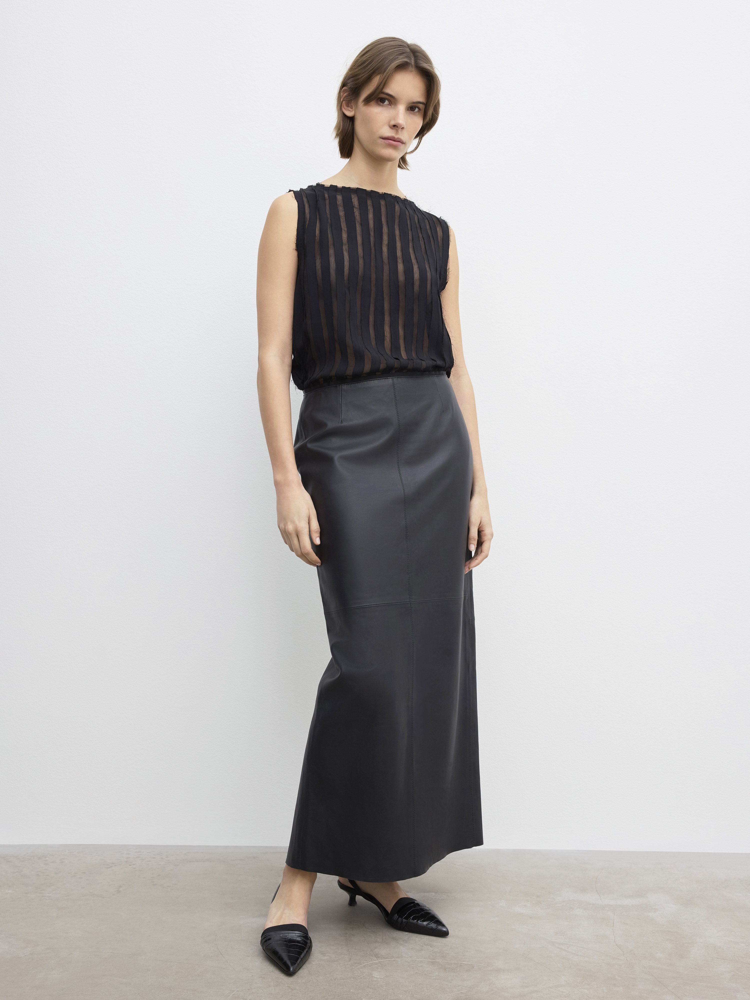 House Of Dagmar Stripe Sheer Top In Black
