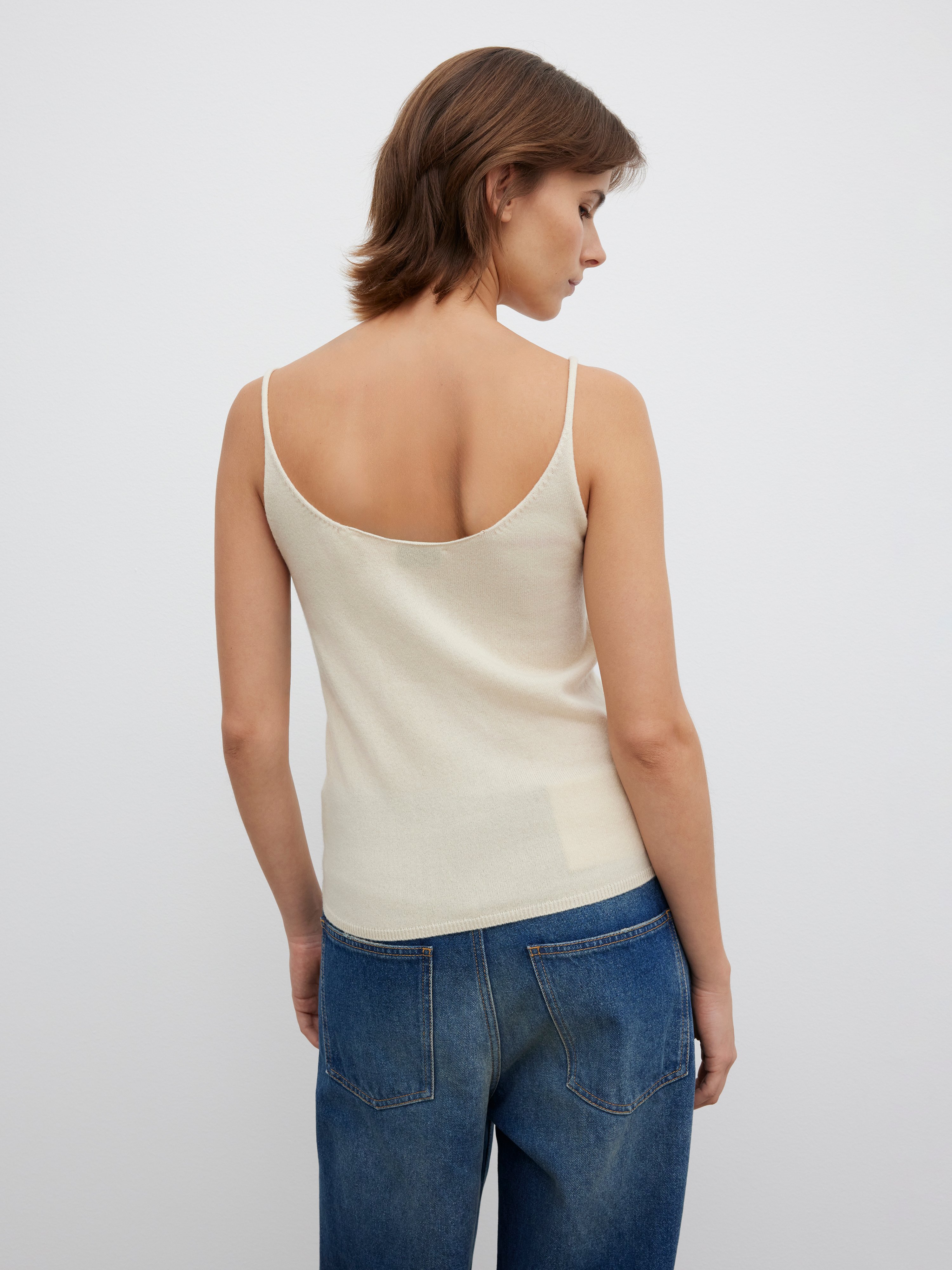 House Of Dagmar Knitted Strap Top In Buttercream Yellow