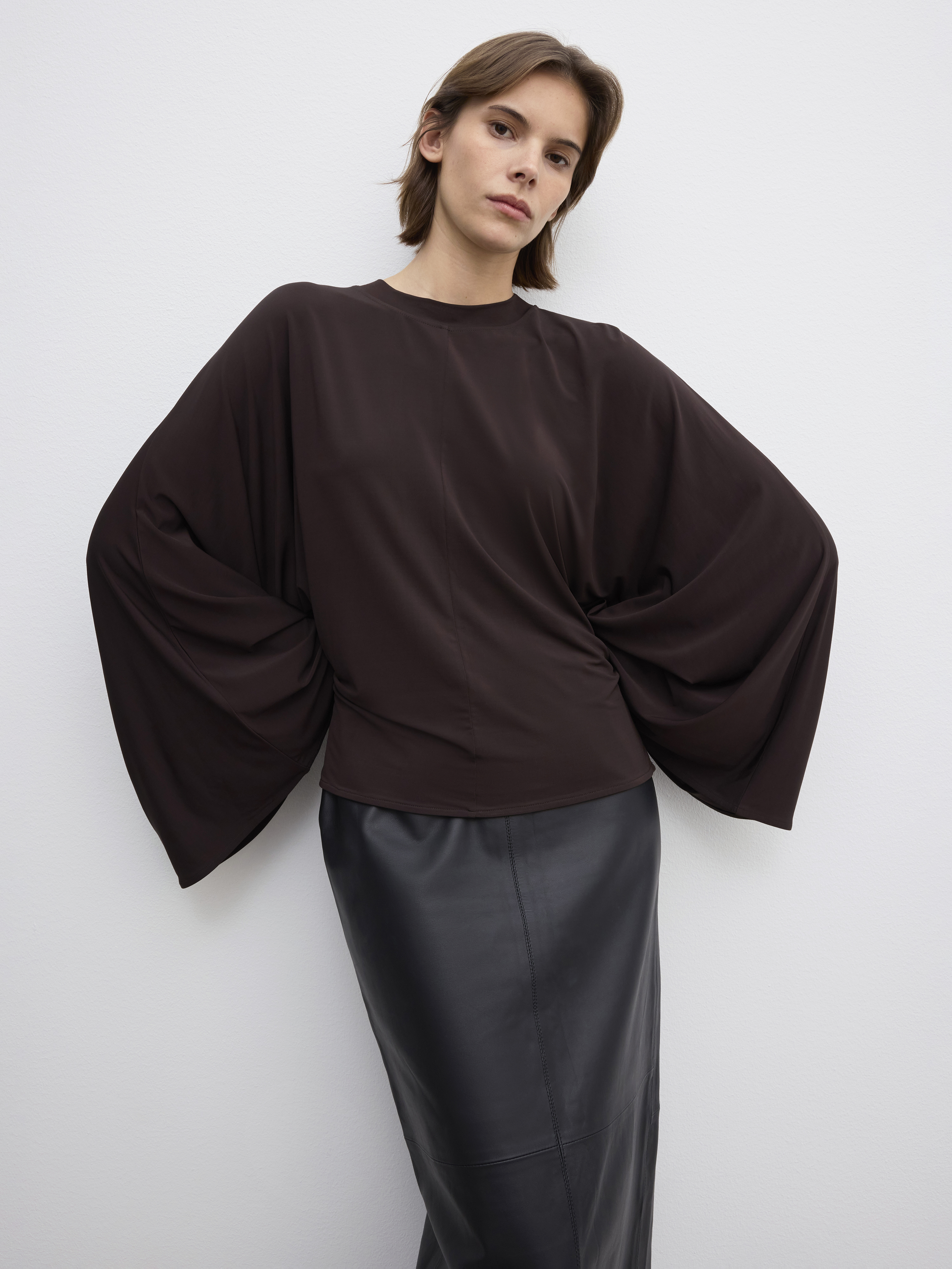 House Of Dagmar Jersey Kimono Top In Chocolate Brown