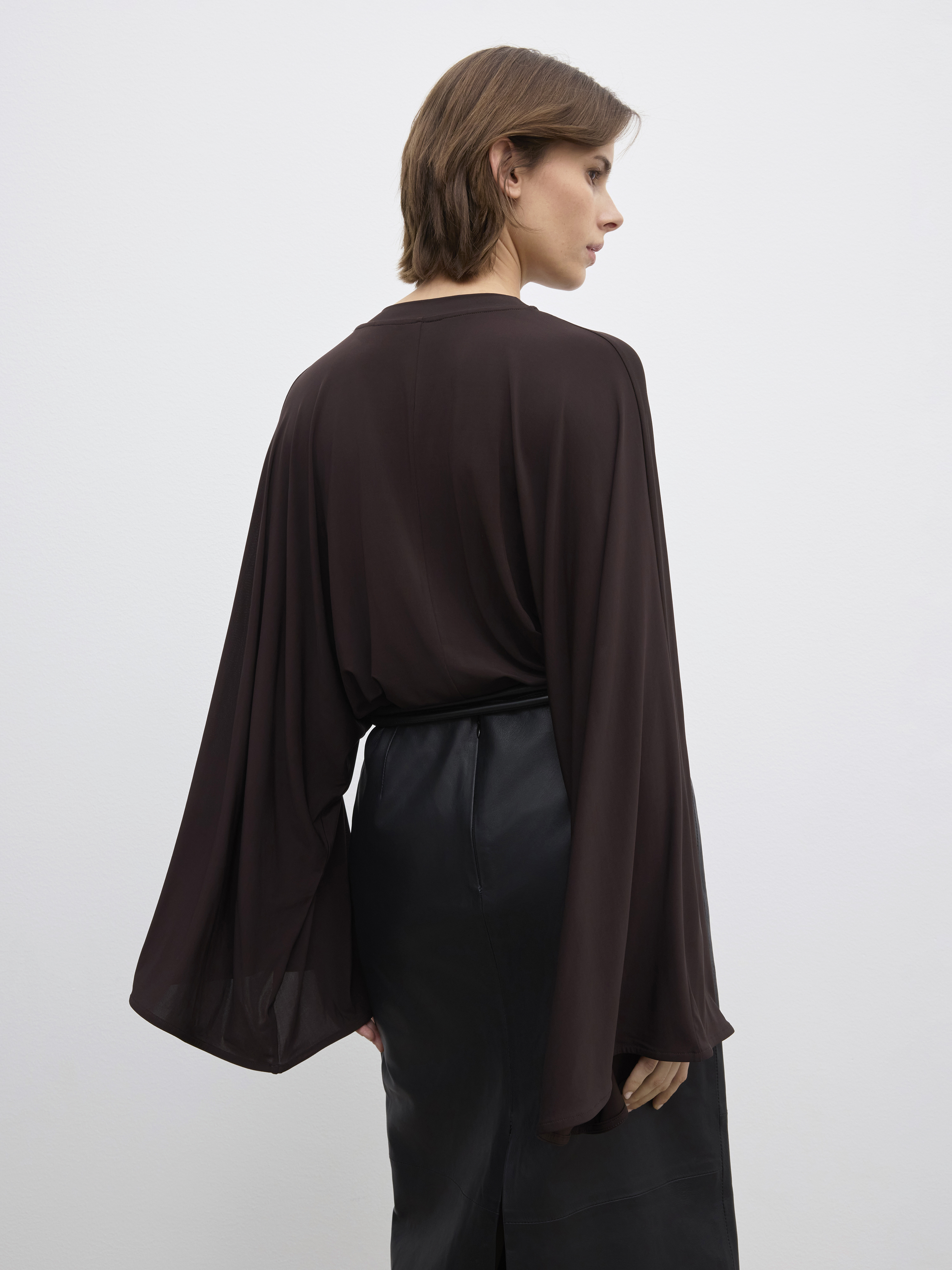 House Of Dagmar Jersey Kimono Top In Chocolate Brown