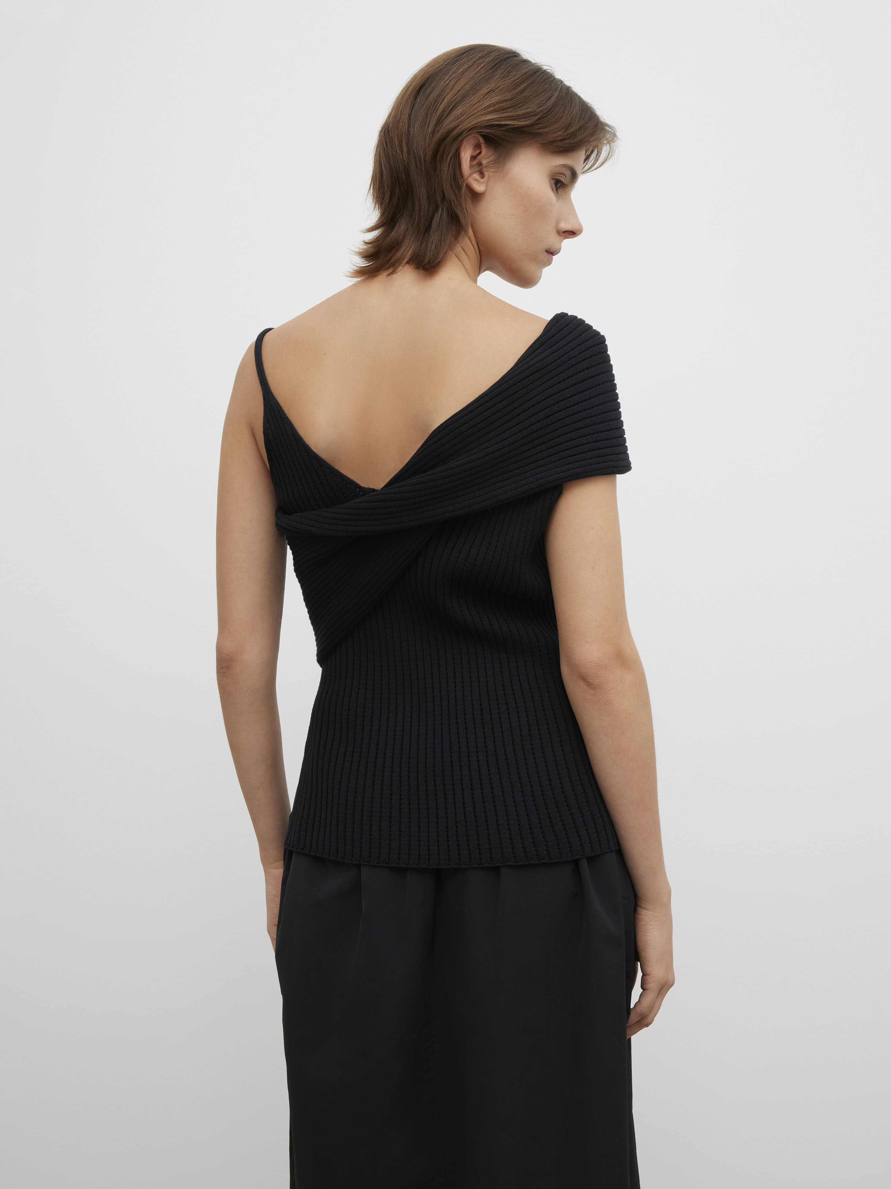 House Of Dagmar Draped Knit Top In Black