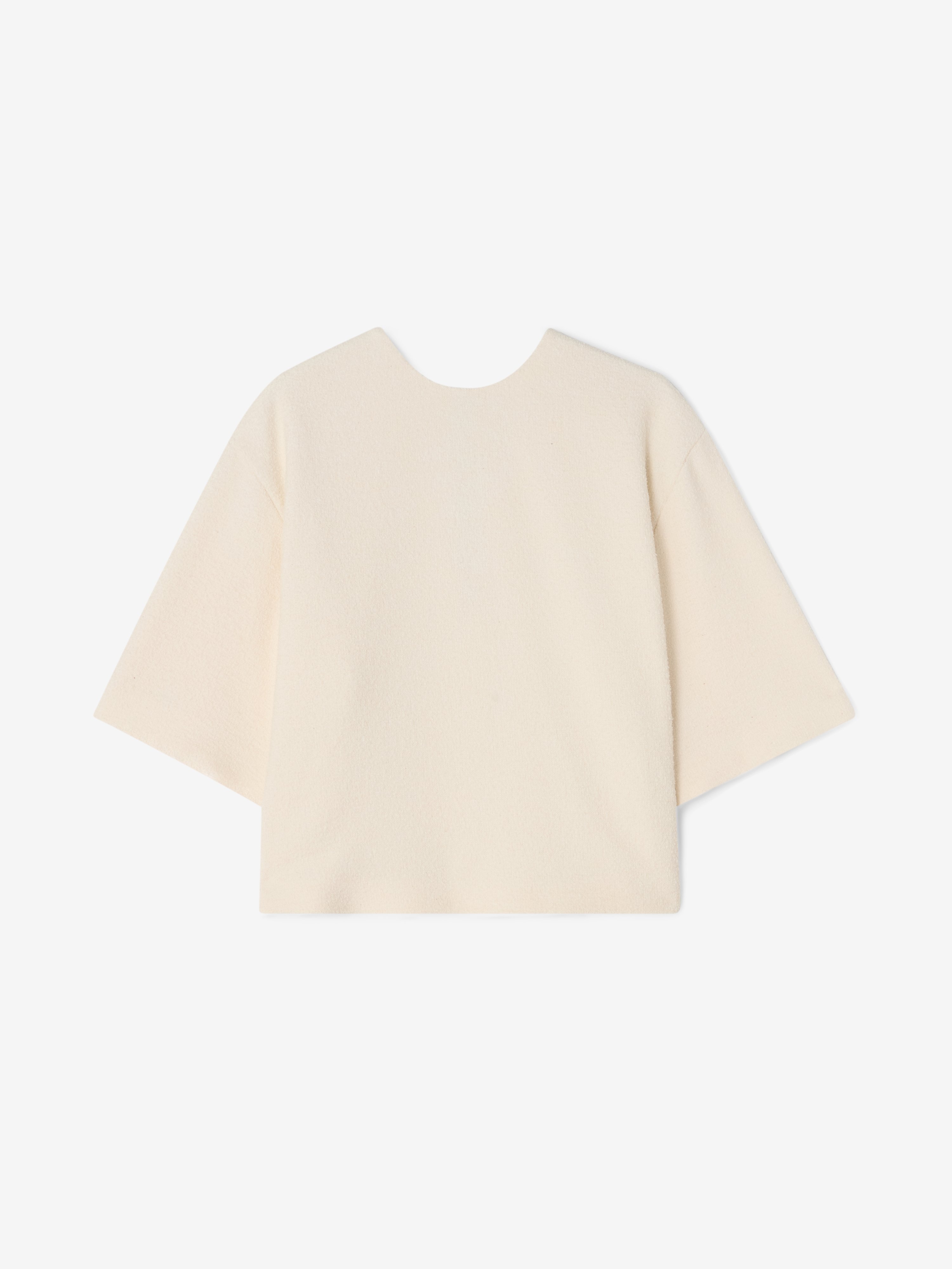 House Of Dagmar Bouclé Zip-up T-shirt In Cream White