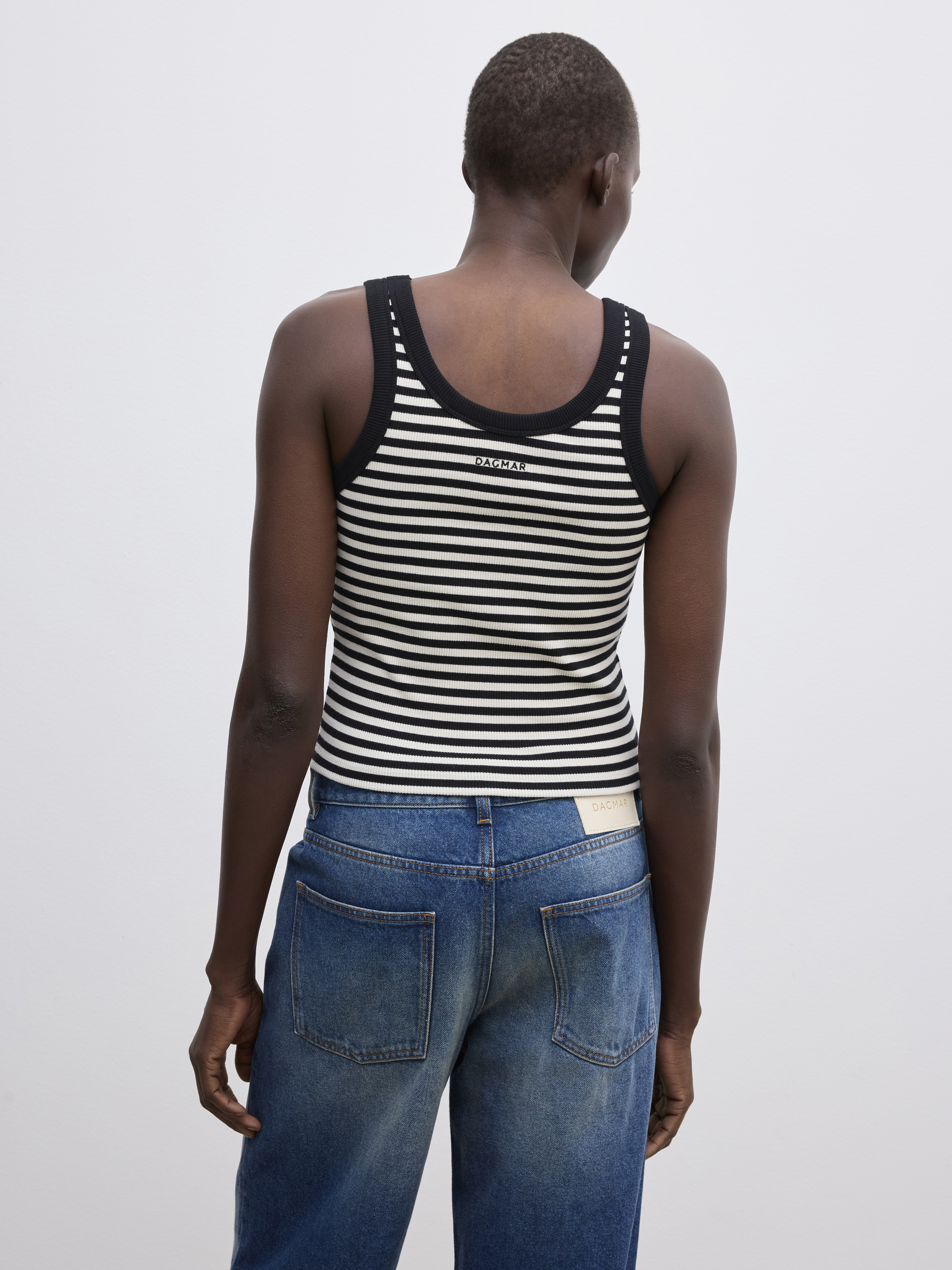 House Of Dagmar Ribbed Tank Top In Black White