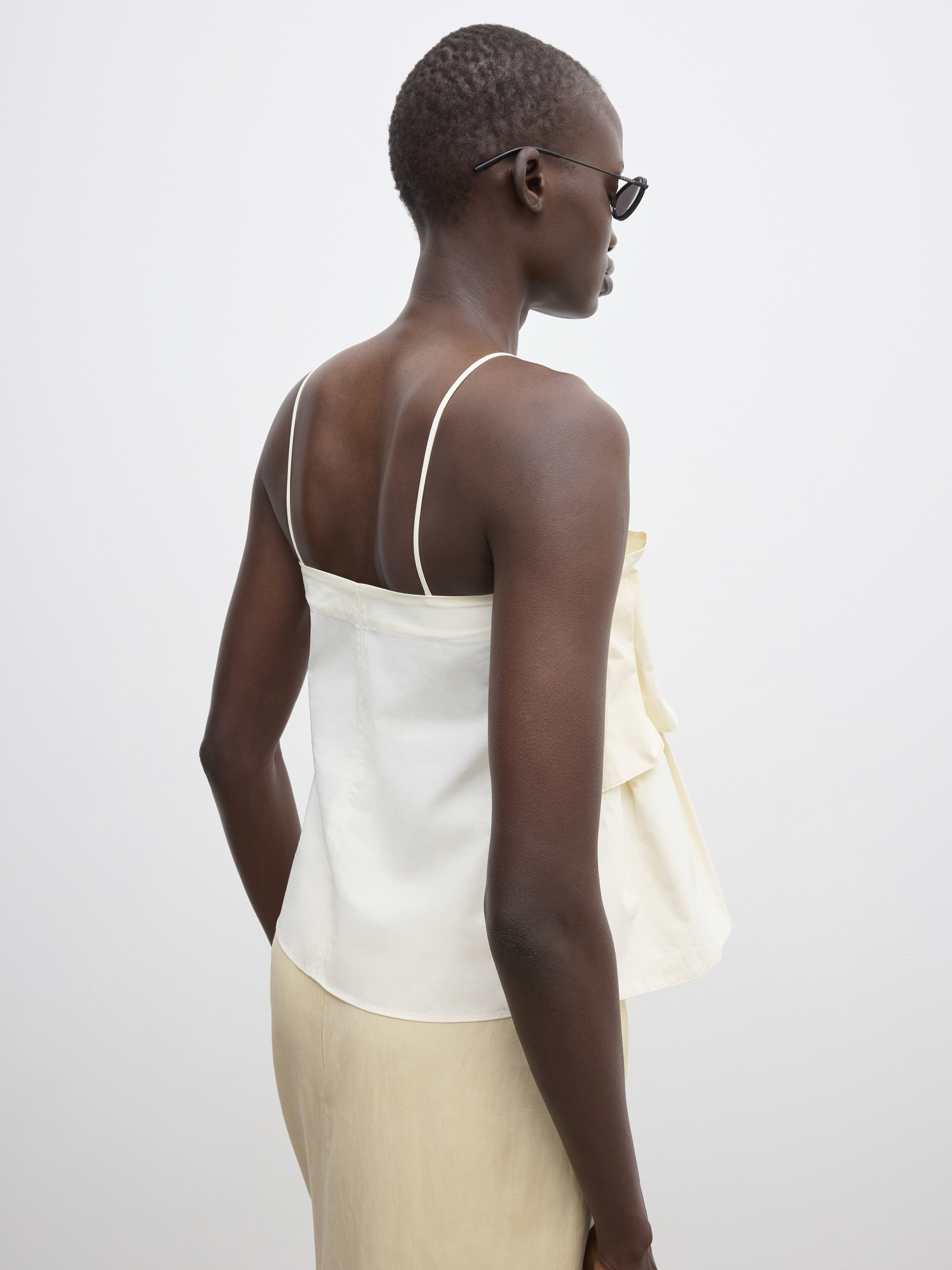 House Of Dagmar Sculpted Strap Top In Cream White