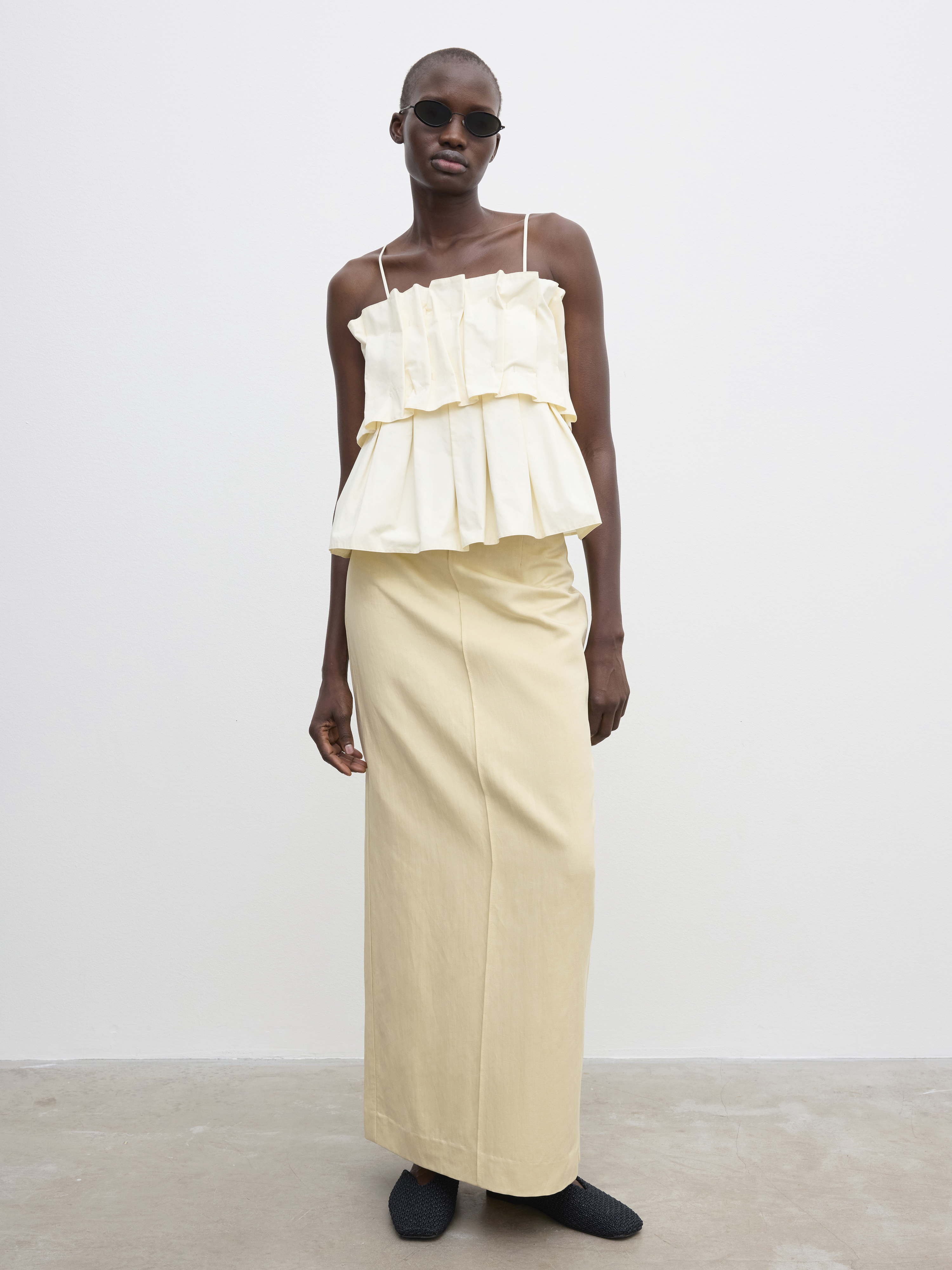House Of Dagmar Sculpted Strap Top In Cream White