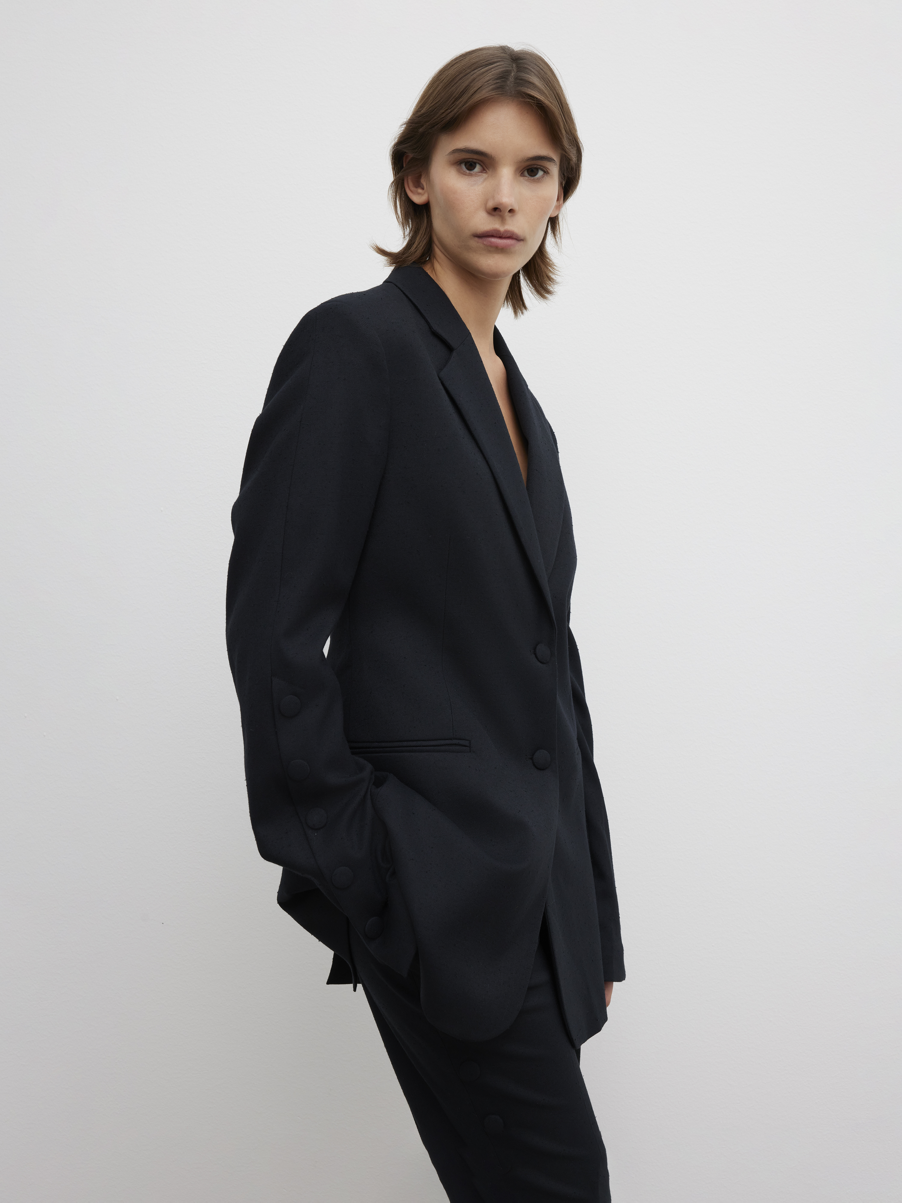 House Of Dagmar Slim Button Blazer In Black