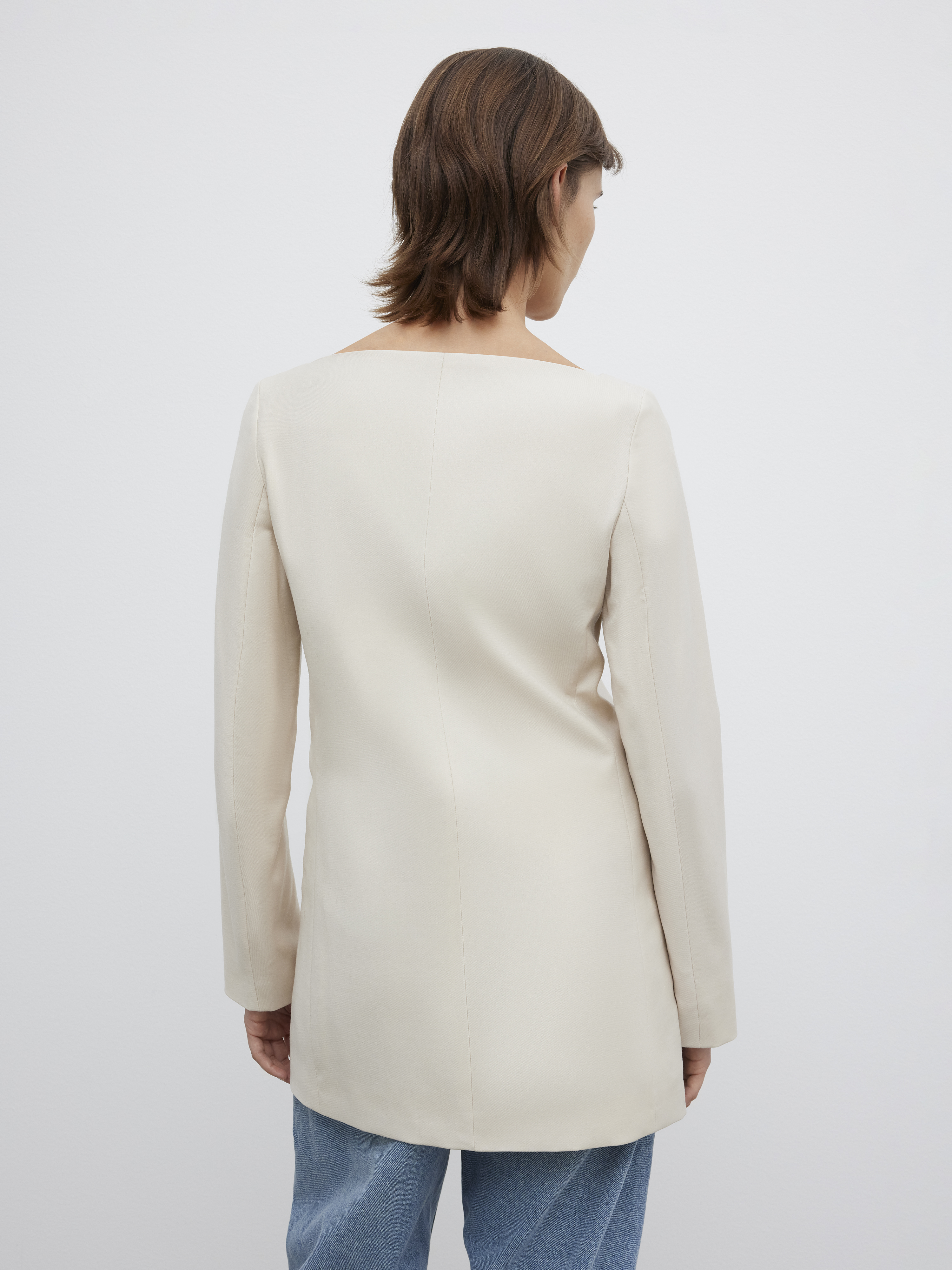 House Of Dagmar Square Neck Blazer In Sand Beige