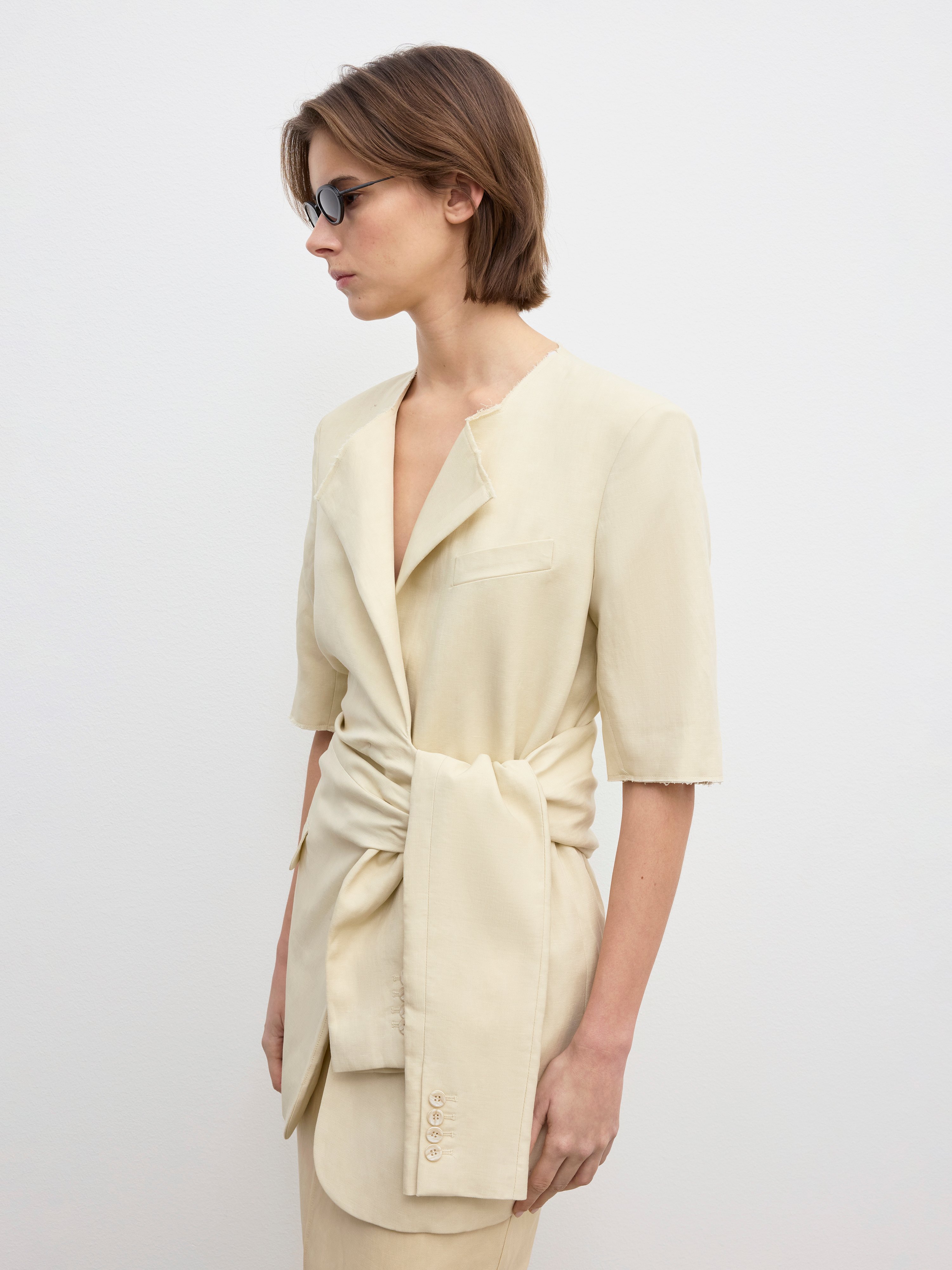 House Of Dagmar Deconstructed Blazer In Light Sand Beige