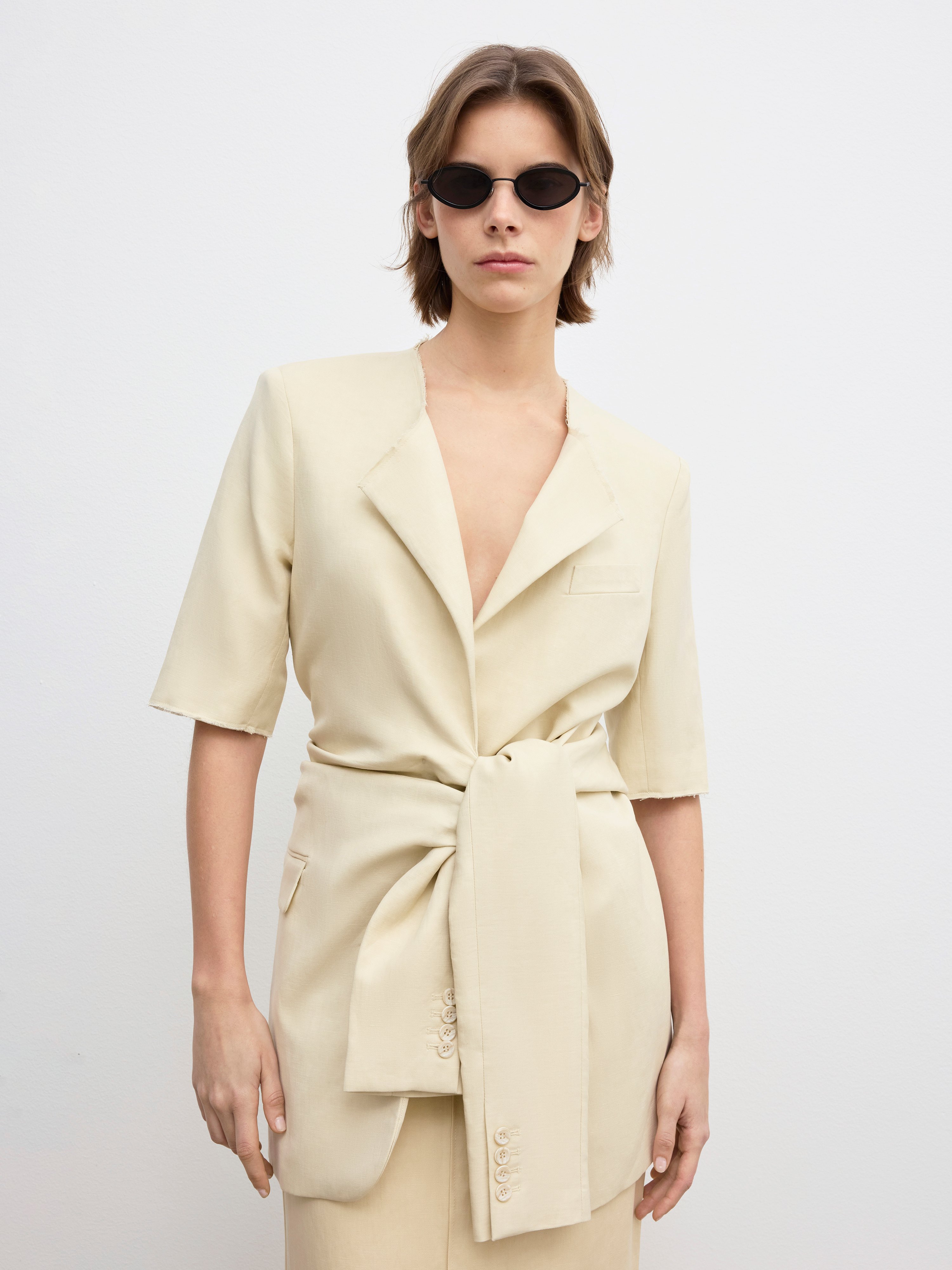 House Of Dagmar Deconstructed Blazer In Light Sand Beige