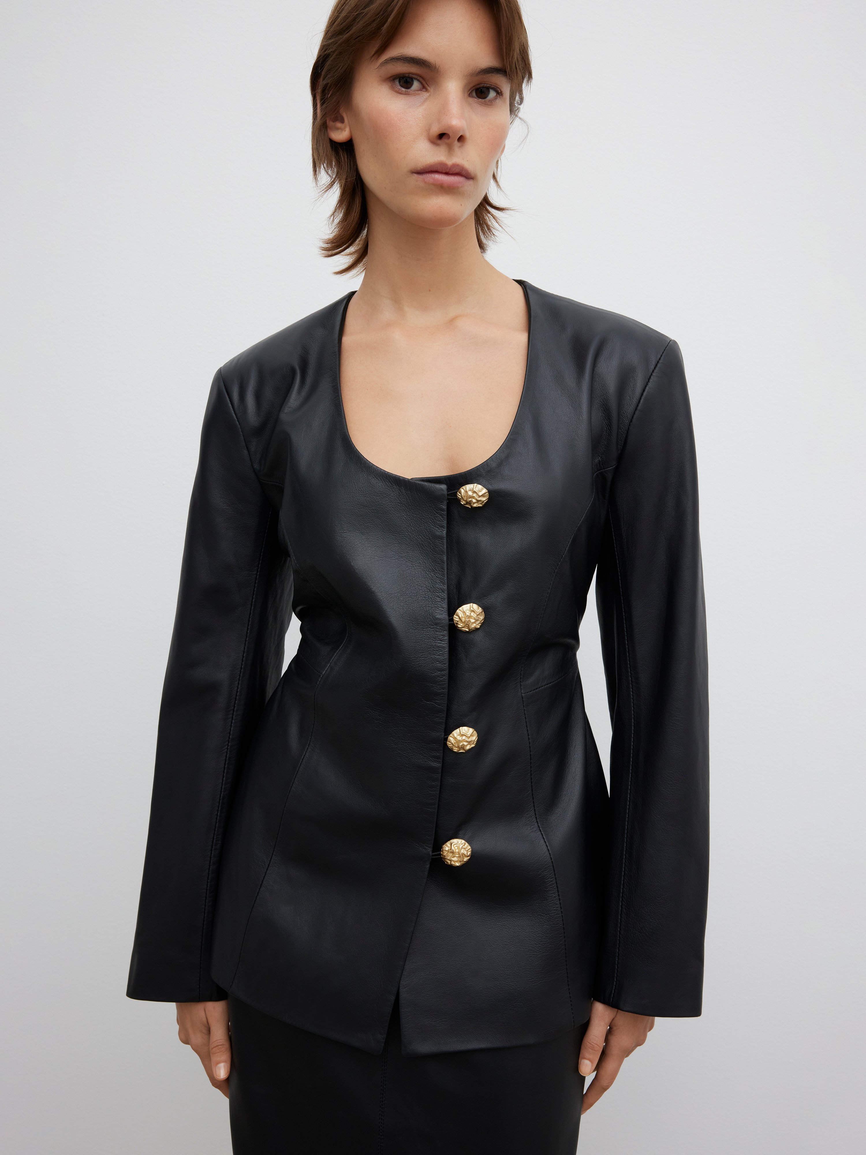 House Of Dagmar Collarless Blazer In Black