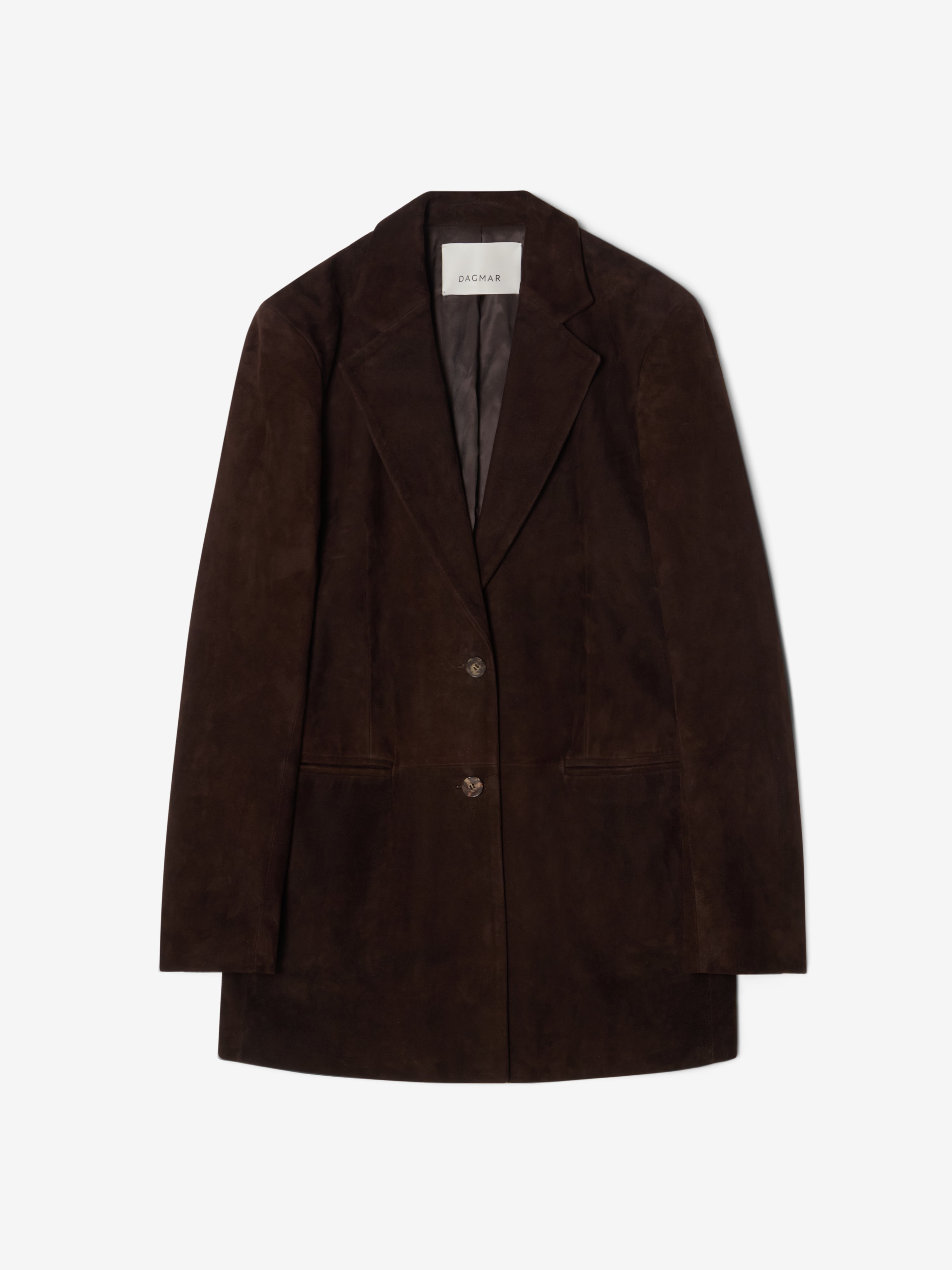 House Of Dagmar Slim Suede Blazer In Chocolate Brown