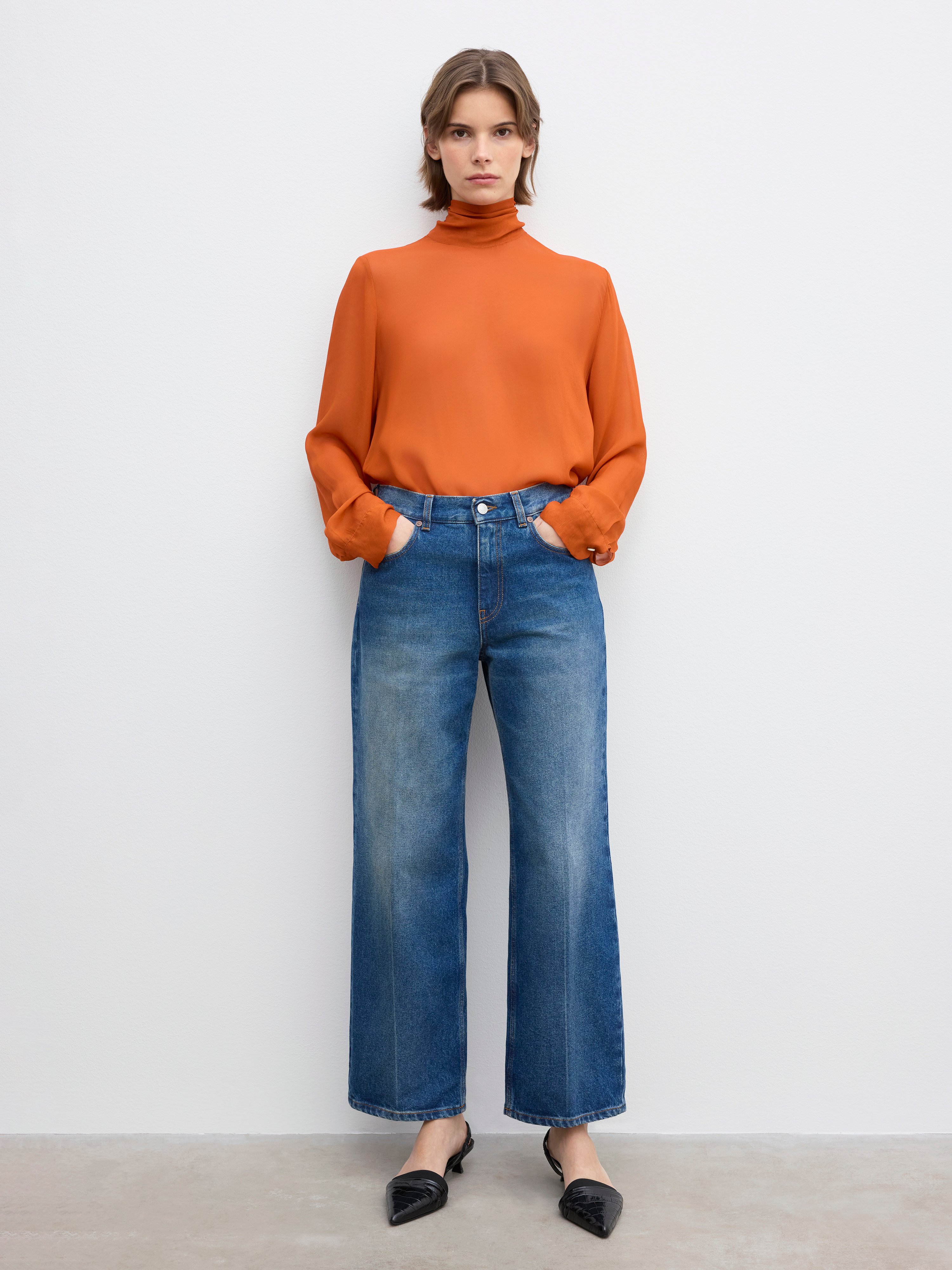 House Of Dagmar Scarf Blouse In Orange Rust