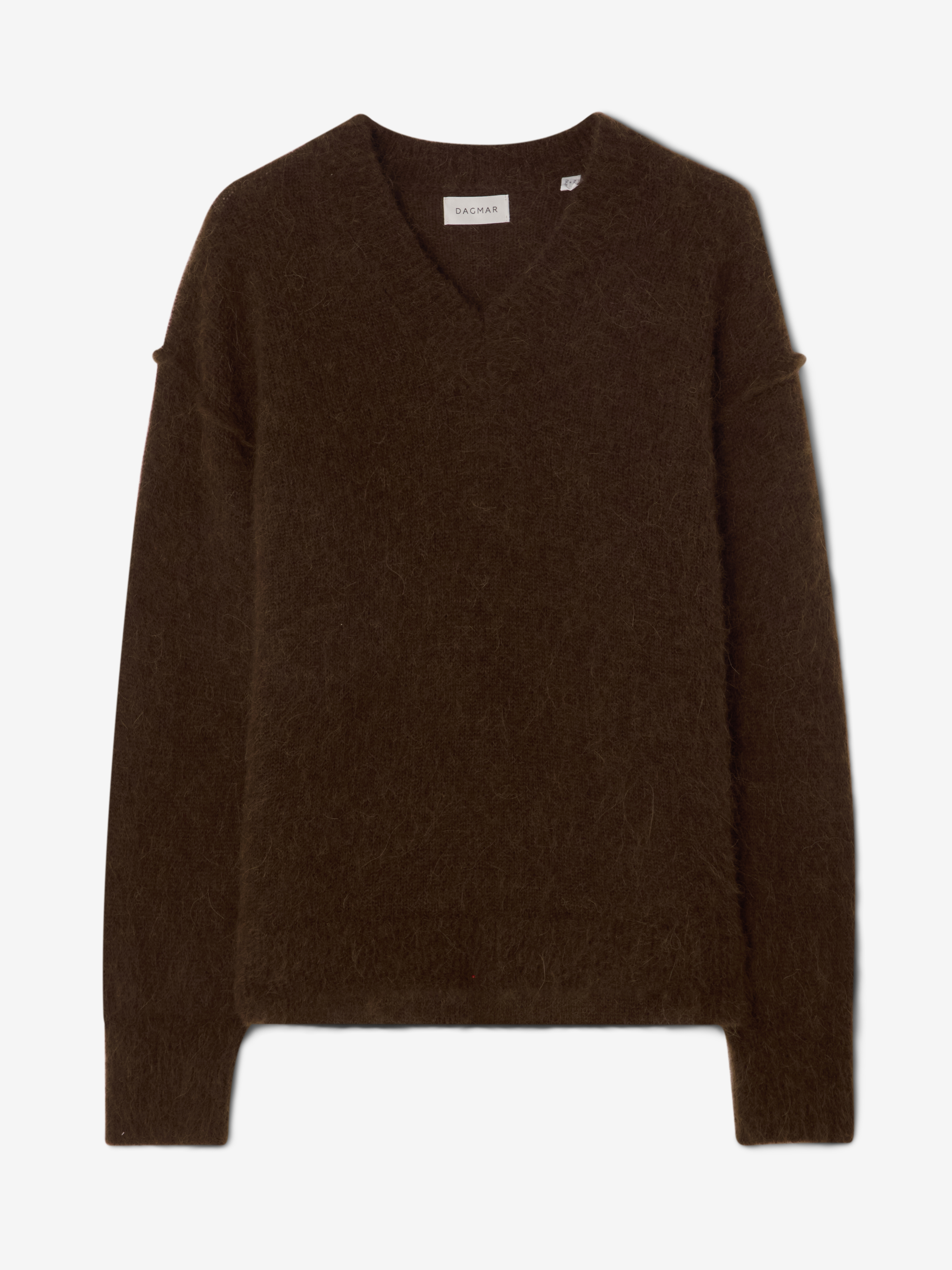 House Of Dagmar V-neck Alpaca Knit In Tobacco Brown