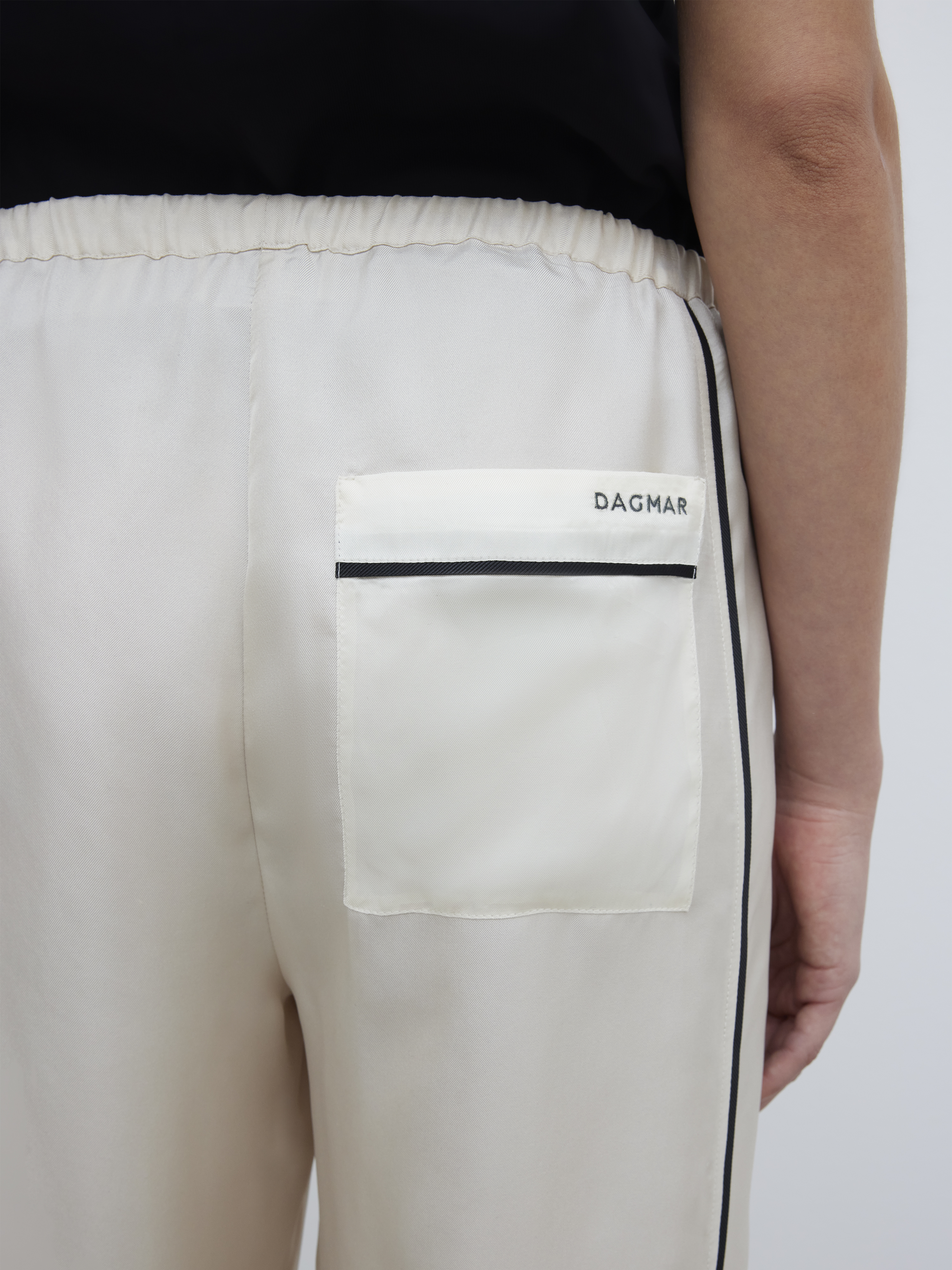 House Of Dagmar Silk Pyjama Trousers In Cream White