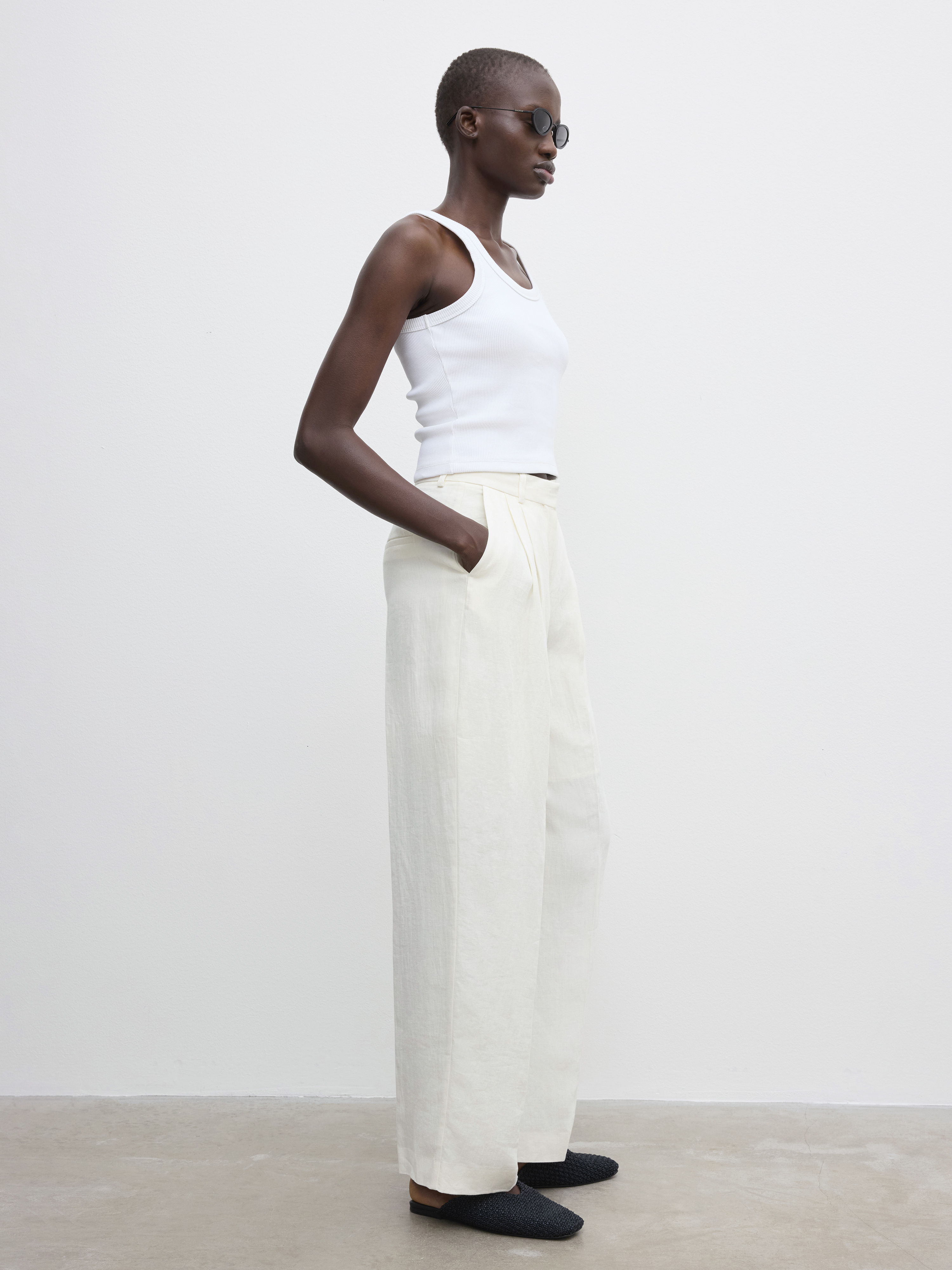 House Of Dagmar Wide Suit Trousers In White