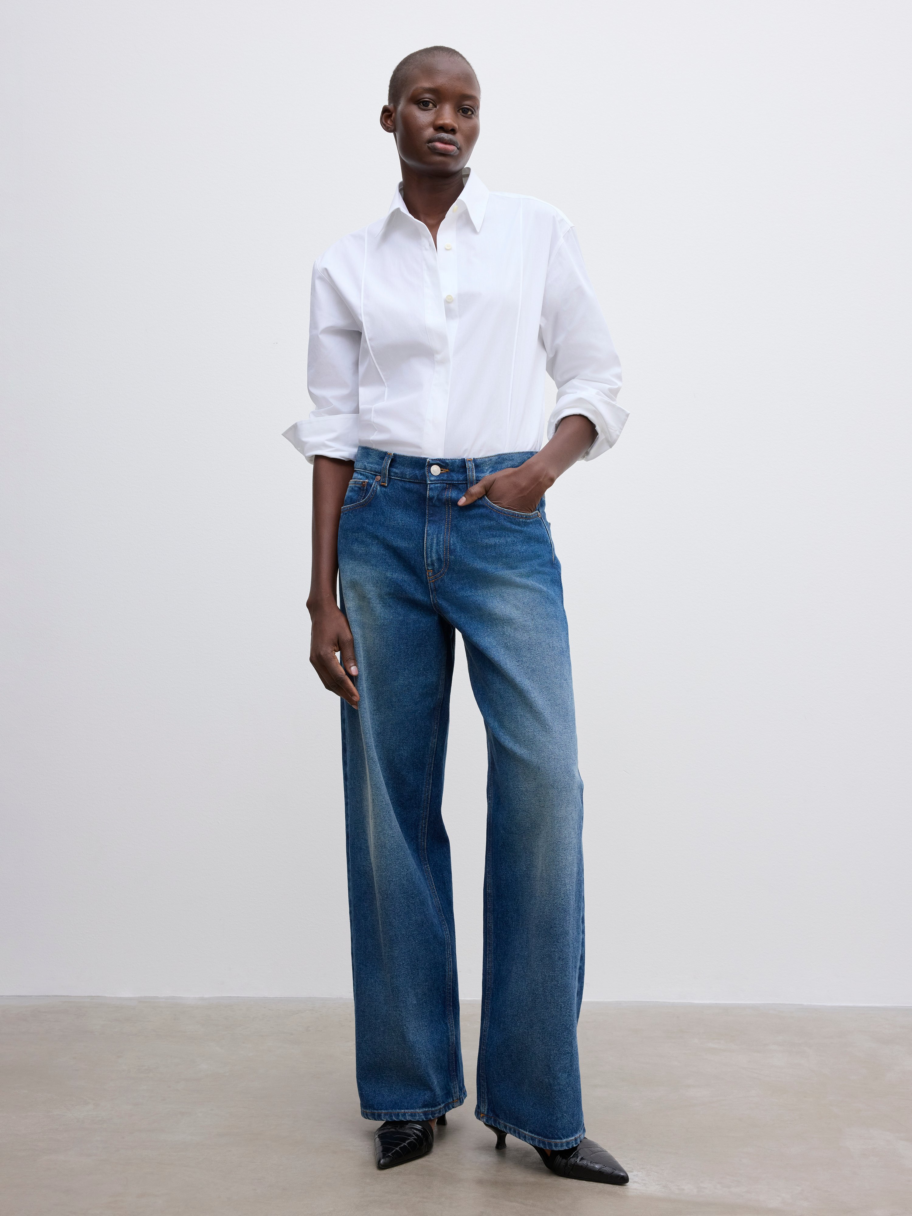 House Of Dagmar Baggy Fit Denim In Vintage Blue