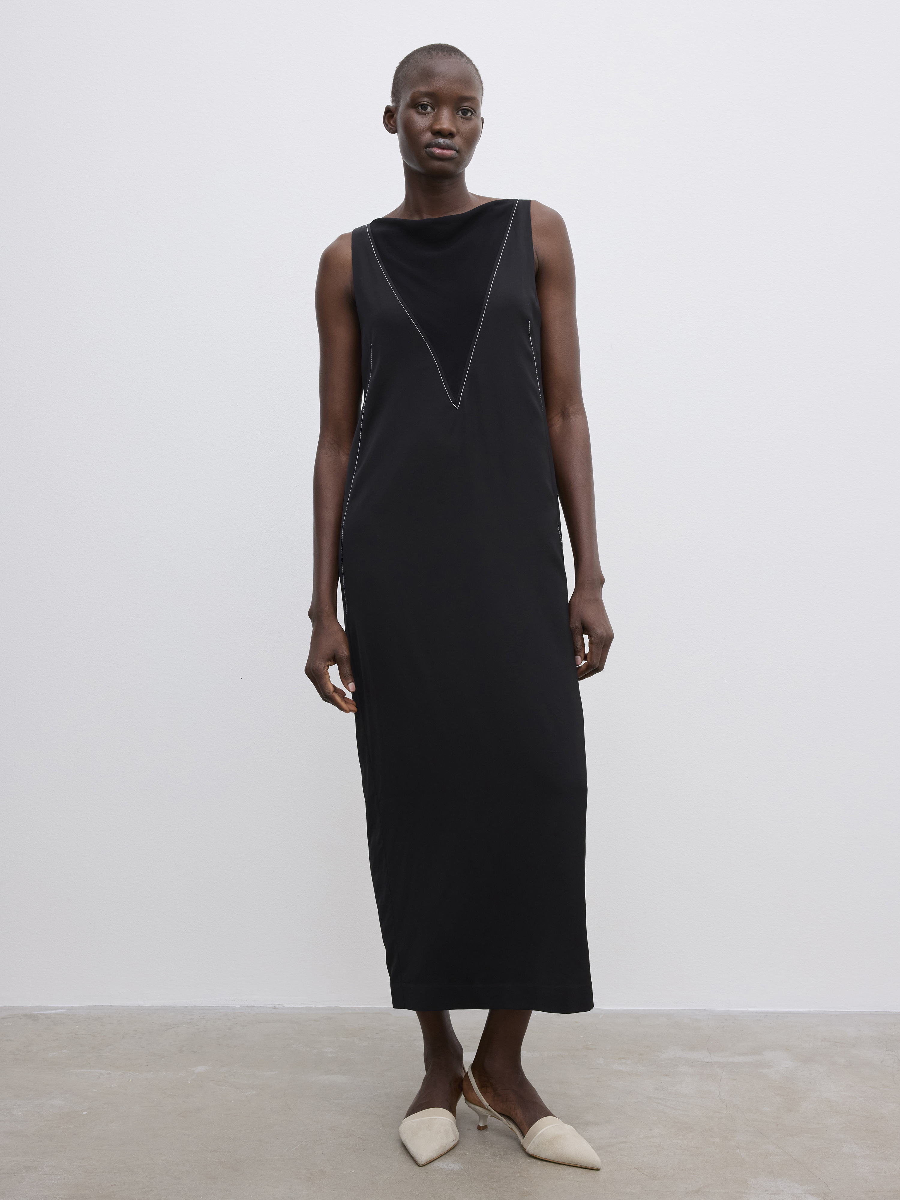 【新品タグ付き】Acka. sheer shoulder dress 黒 S acka sheer shoulder dress