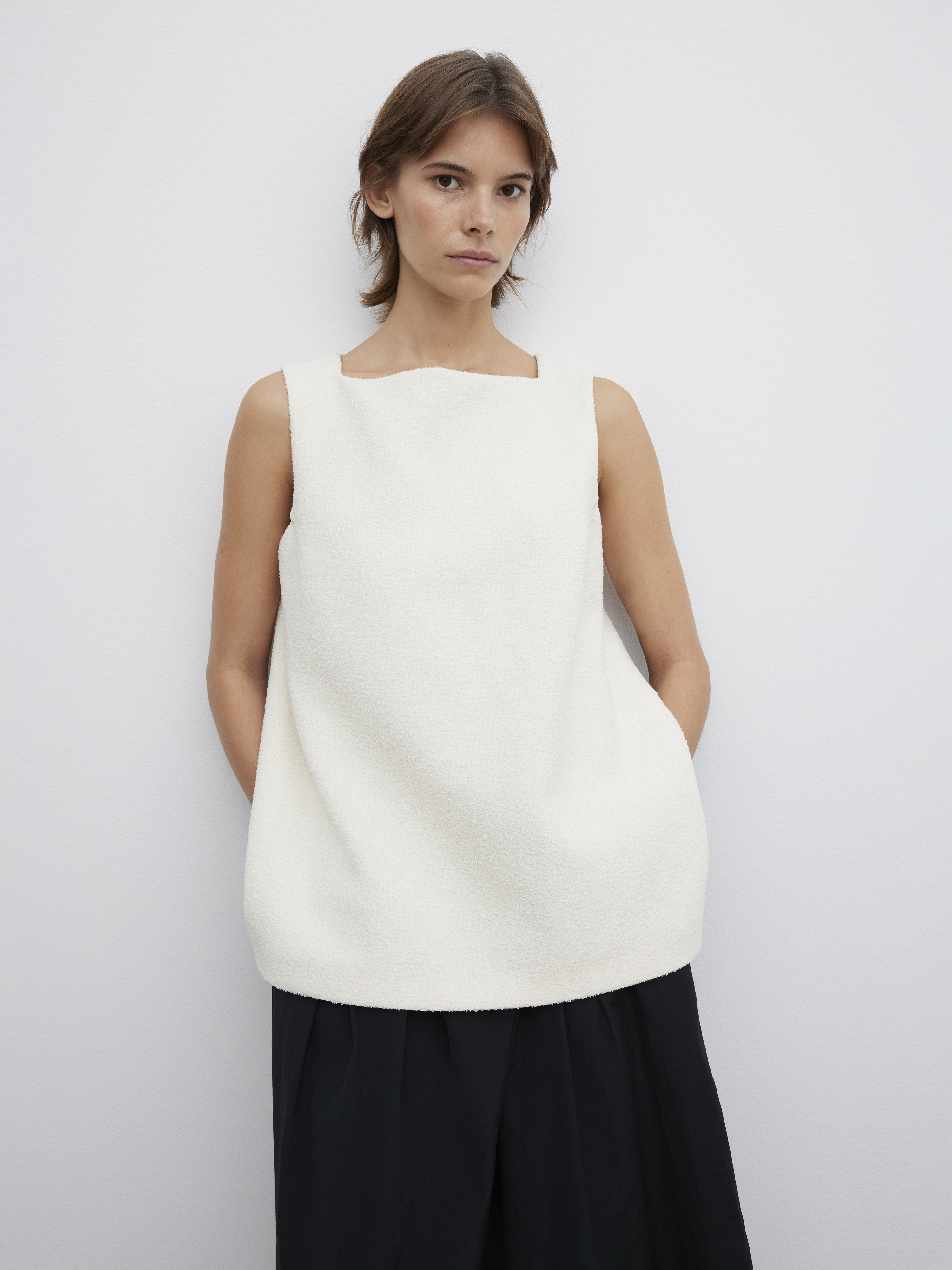 House Of Dagmar Two Tone Dress In Cream White Black