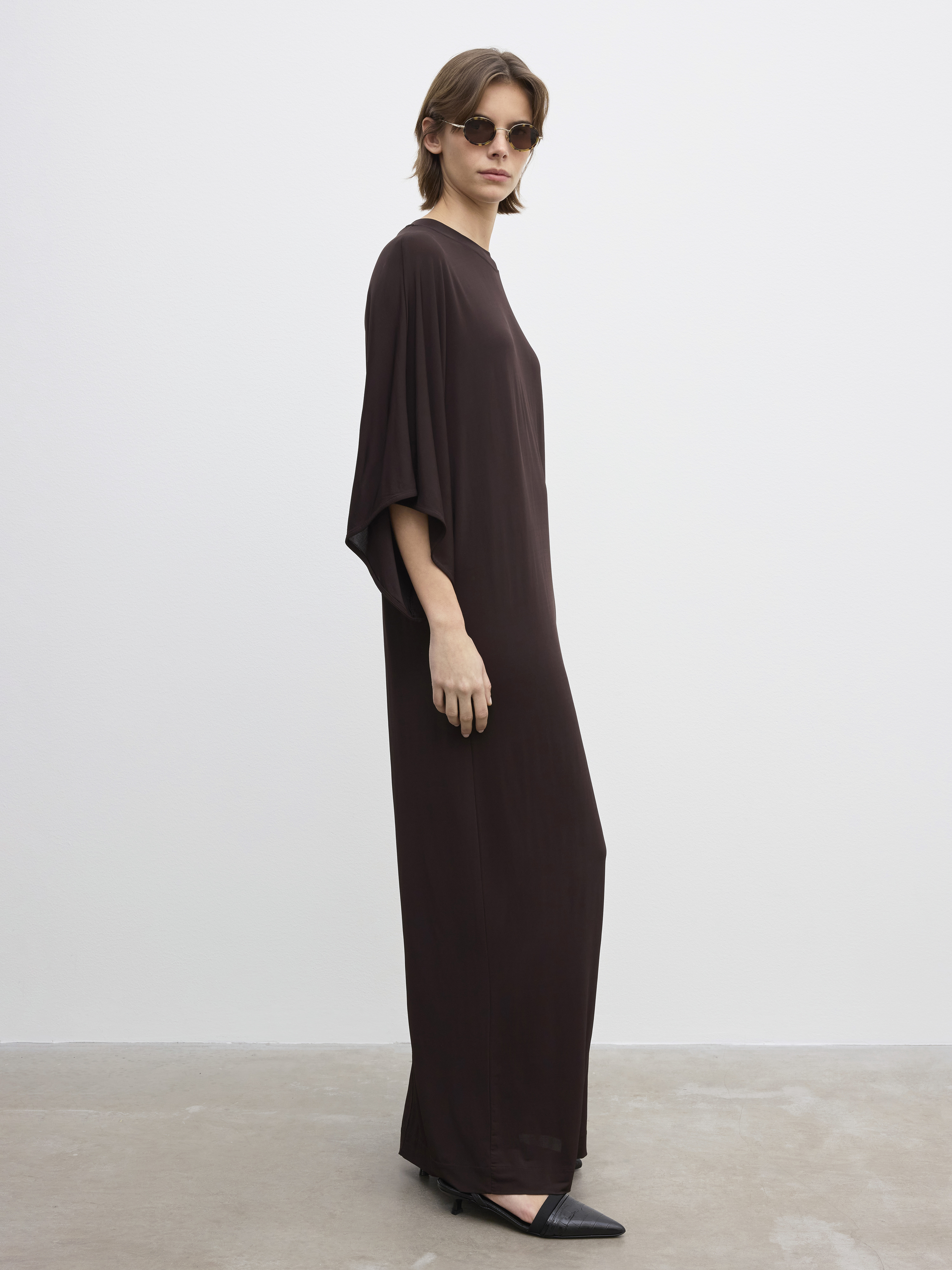 House Of Dagmar Jersey Kimono Dress In Chocolate Brown