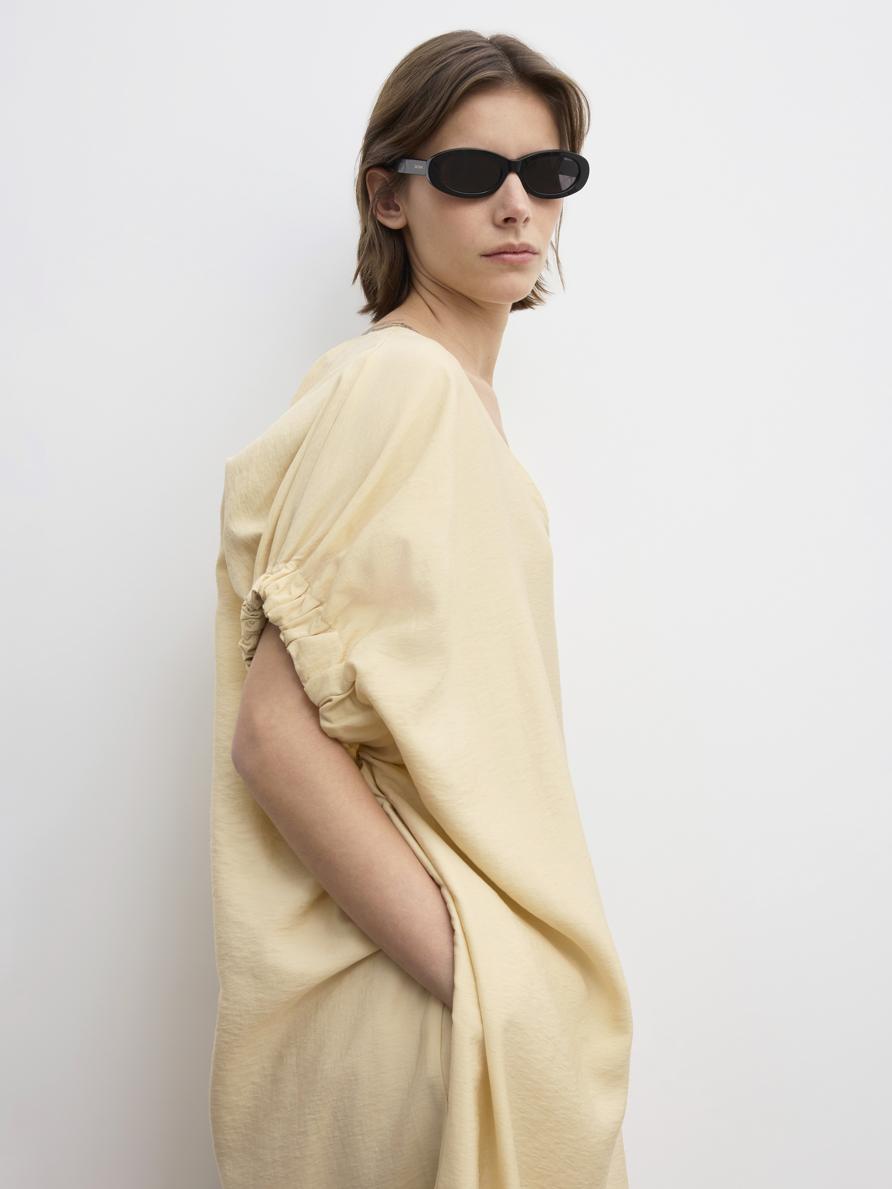House Of Dagmar Rouched Dress In Desert Sand