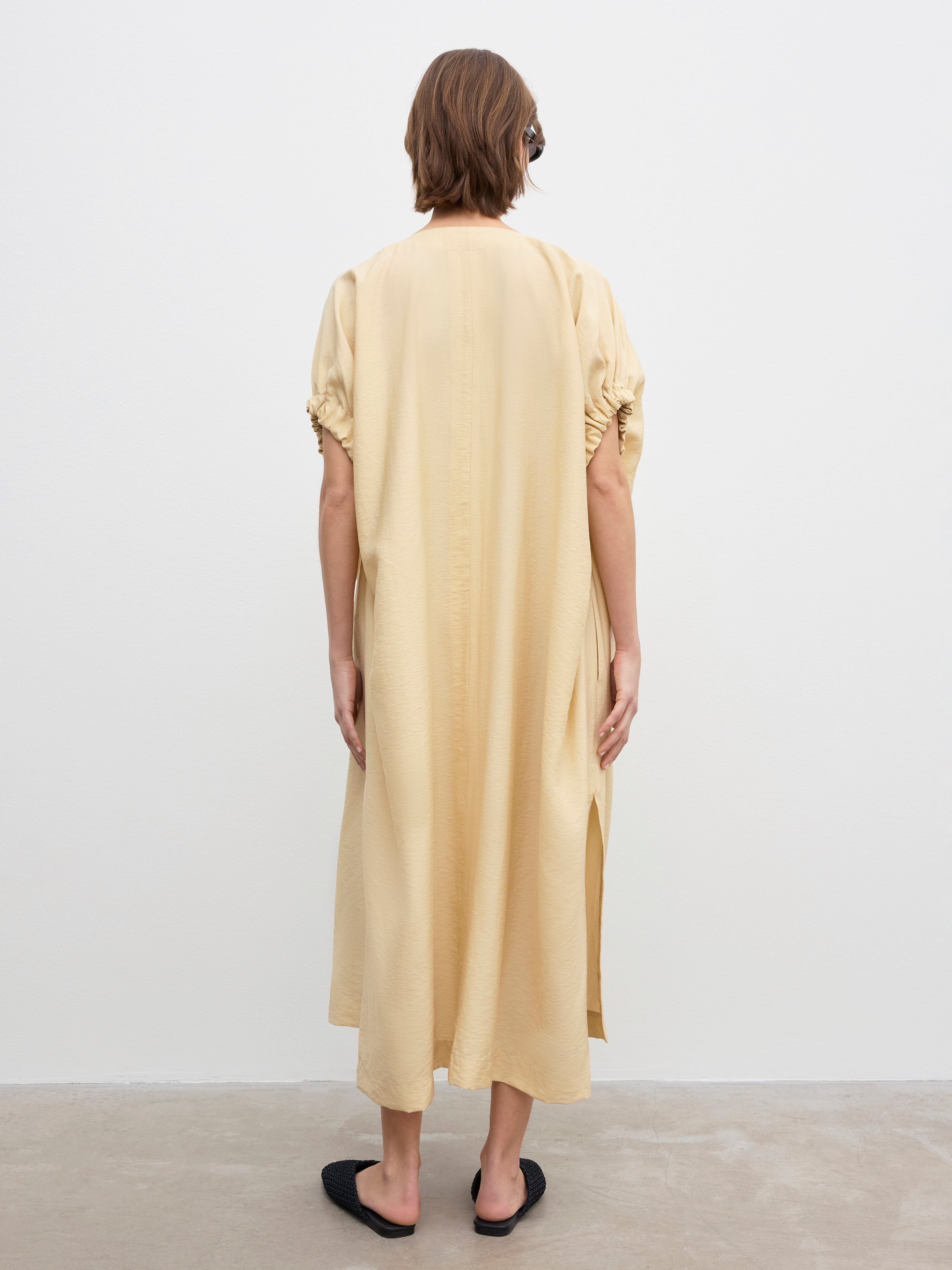 House Of Dagmar Rouched Dress In Desert Sand