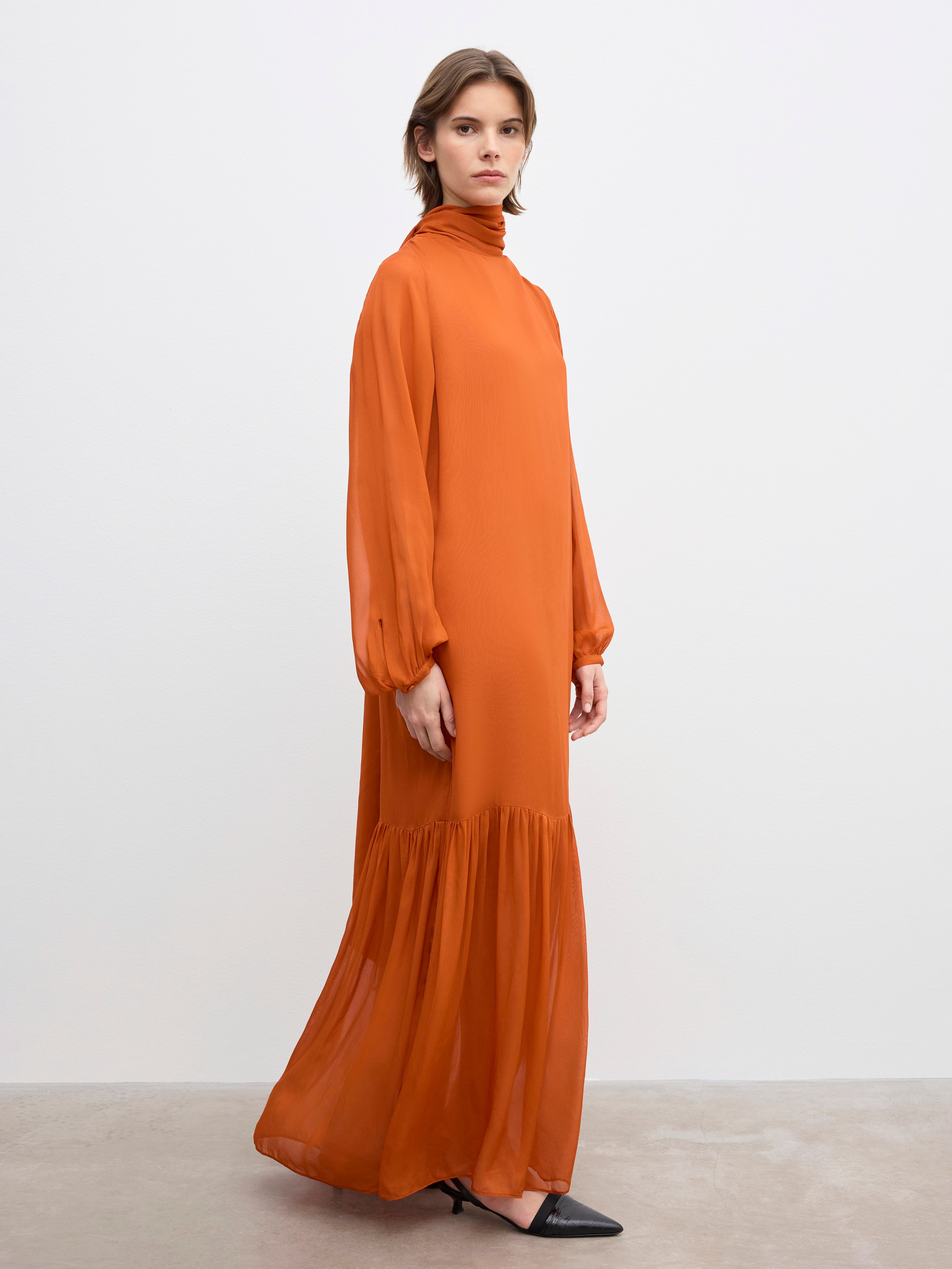 strapless open back dress Fantasy Sleeveless Orange Evening Dress with Sash  27dress