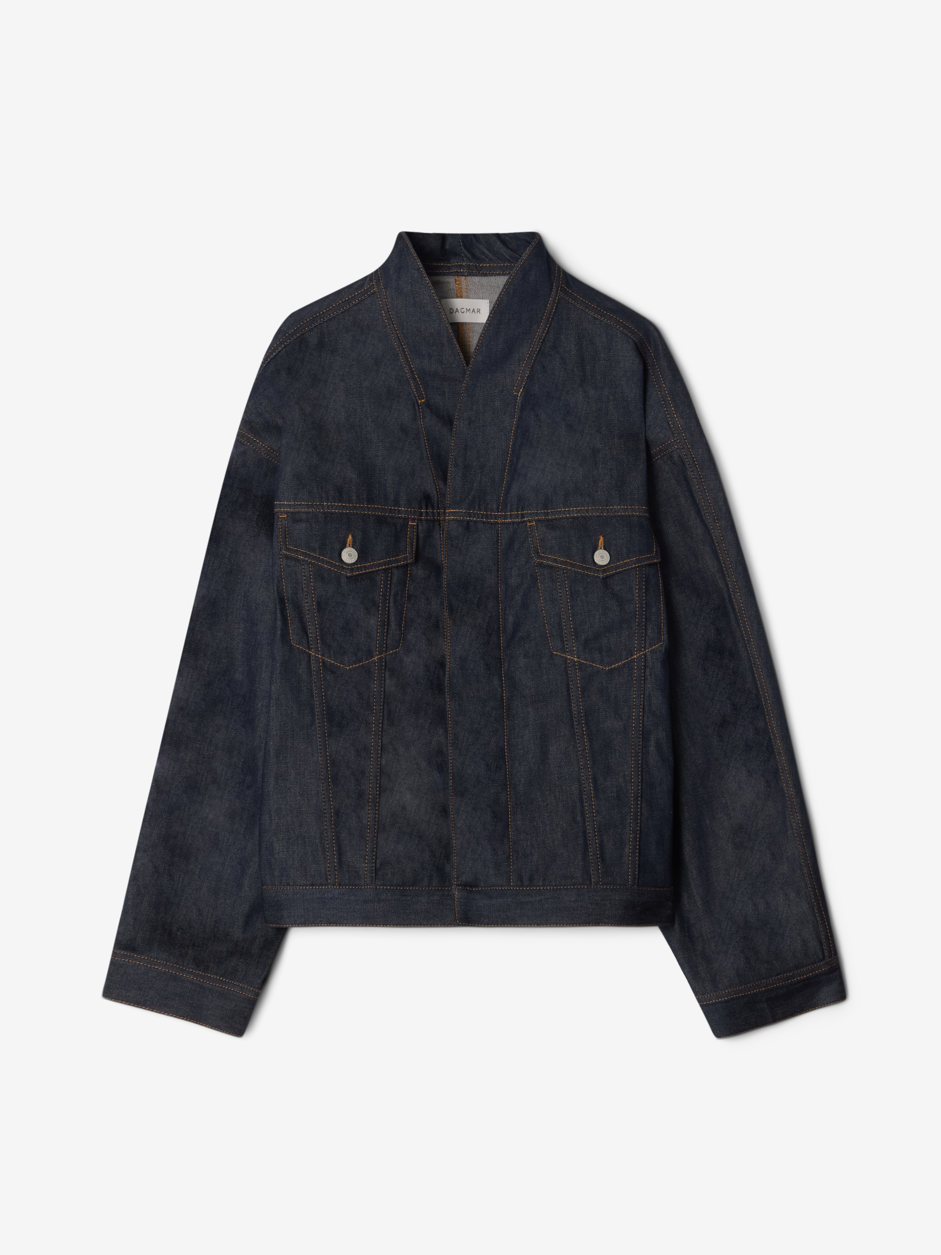 House Of Dagmar Short Denim Jacket In Selvedge Rinse