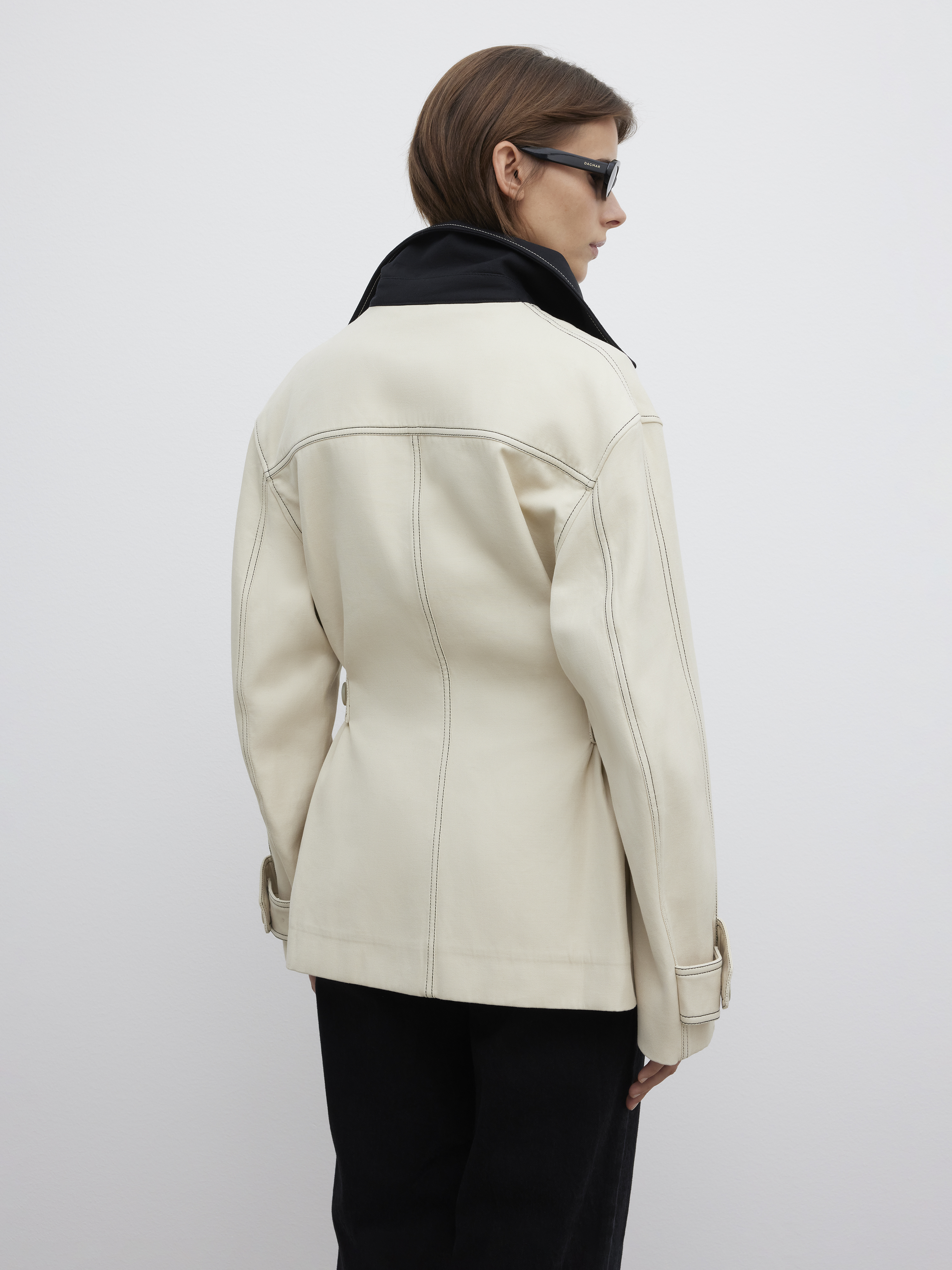 House Of Dagmar Two Tone Jacket In White Black