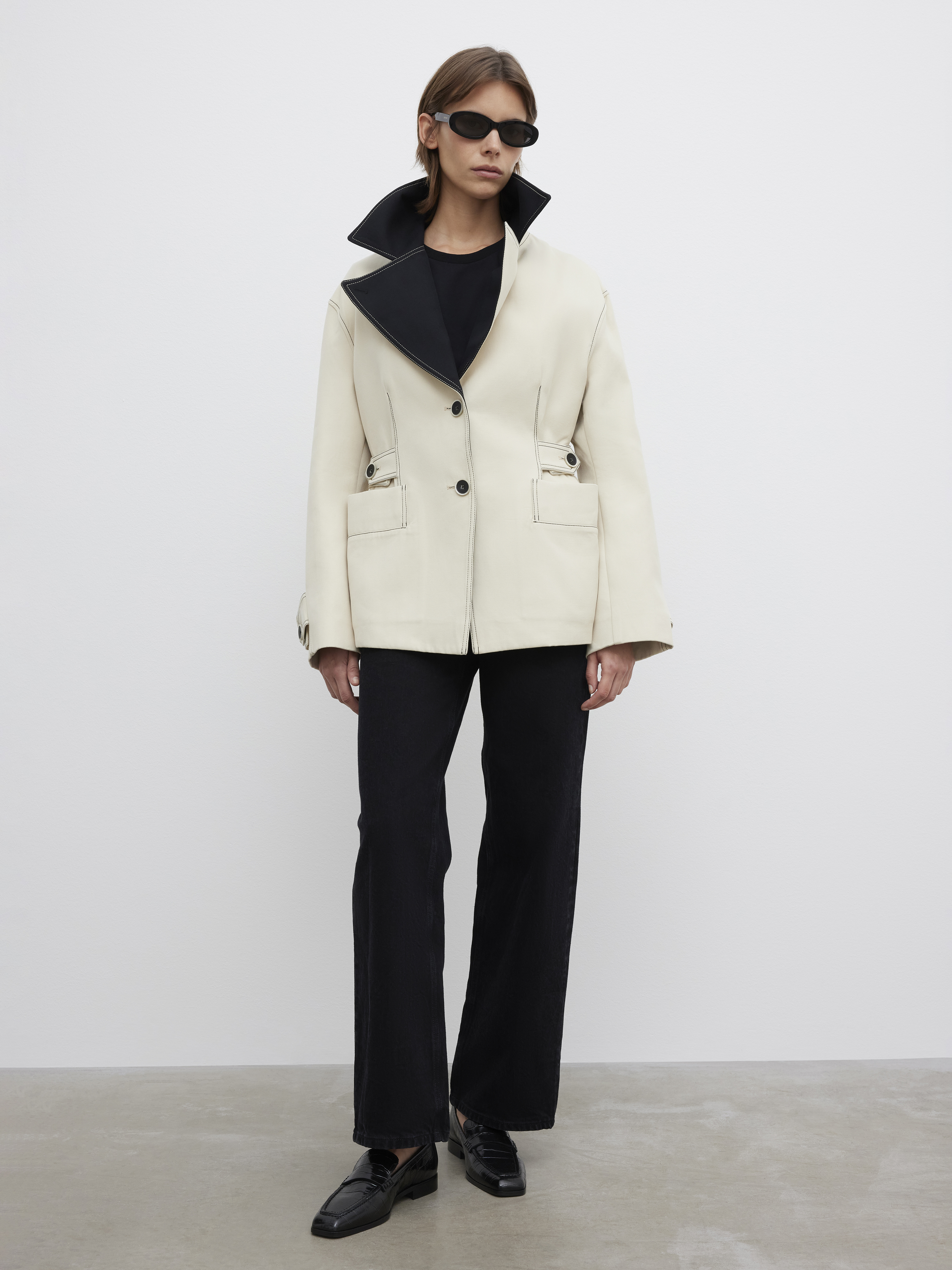 House Of Dagmar Two Tone Jacket In White Black