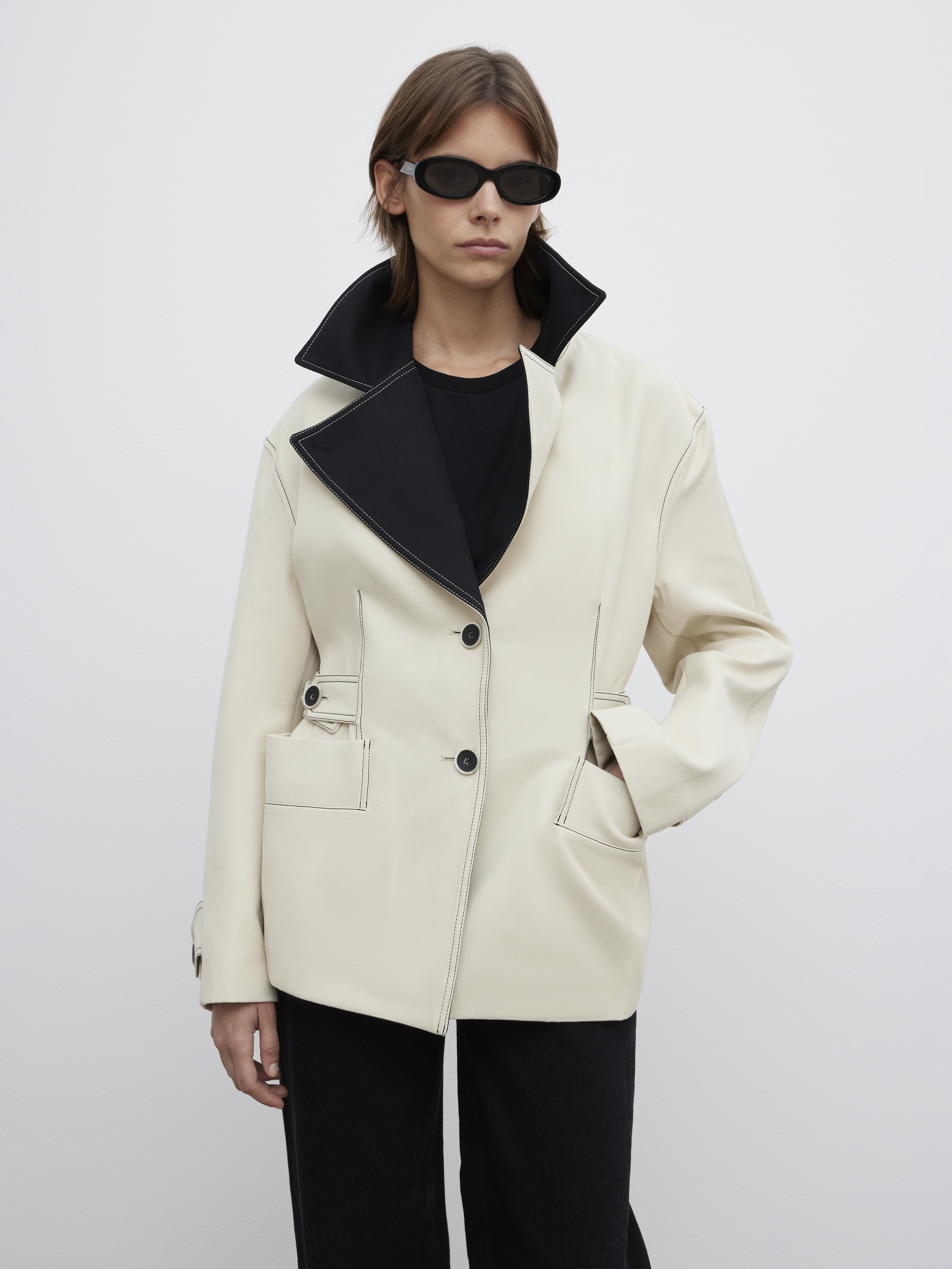 House Of Dagmar Two Tone Jacket In White Black